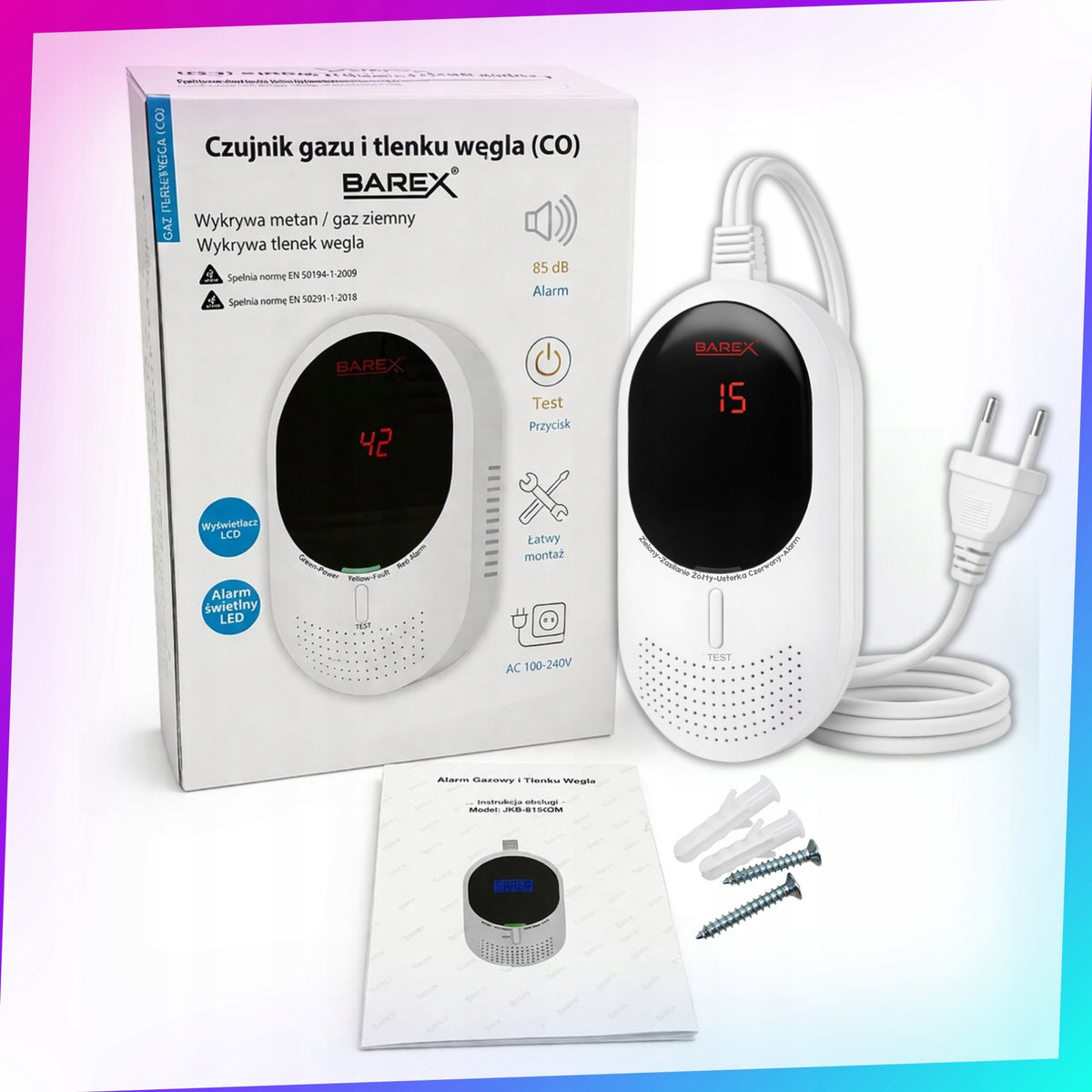Gas Chad Sensor LCD Network 230V Alarm Detector CE Certificate Packaging status original