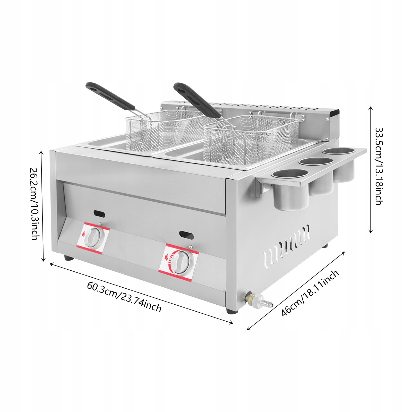 Gas Deep Fryer with Basket and Lid Dual Tank 6Lx2 Stainless Steel Brand no brand