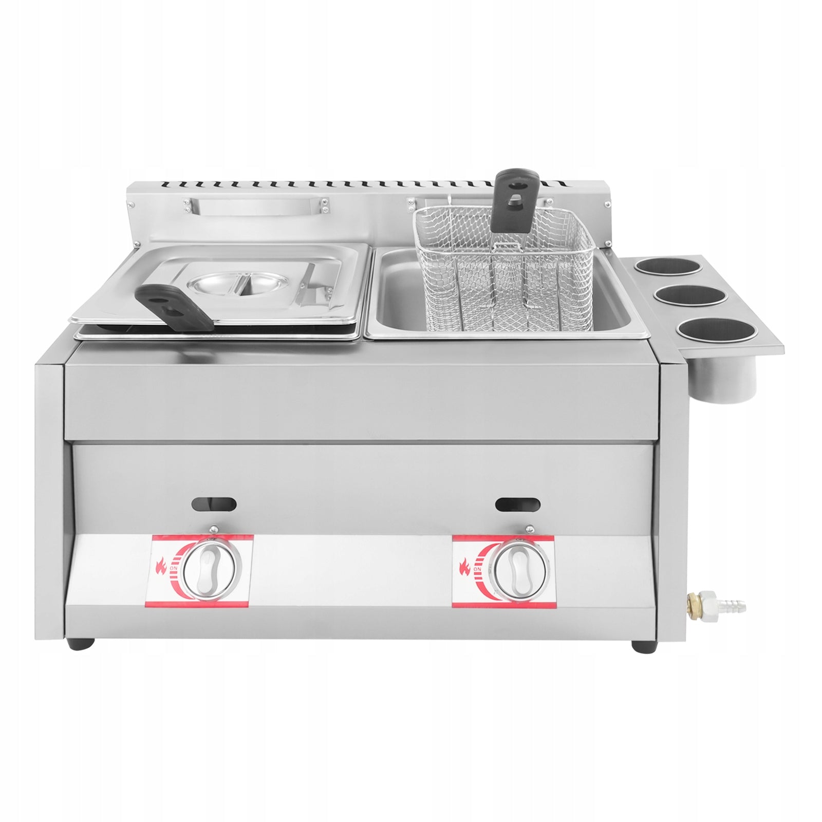 Gas Deep Fryer with Basket and Lid Dual Tank 6Lx2 Stainless Steel