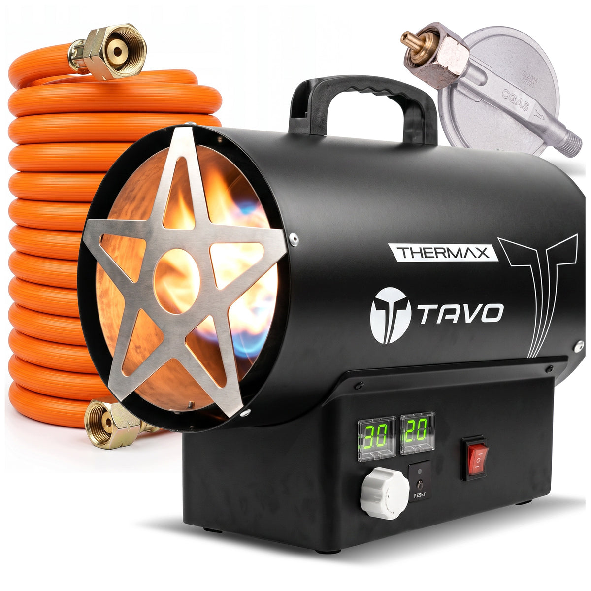Gas Heater 35KW + Thermostat + Reducer Hose Strong LCD Adjustment