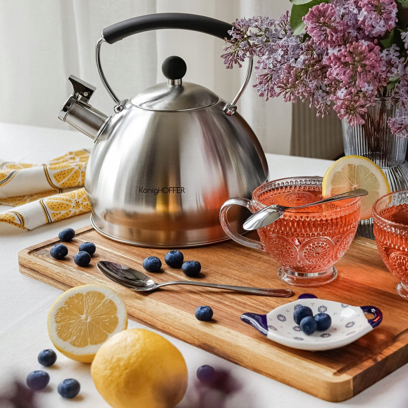 Gas KETTLE INDUCTION LARGE with WHISTLE Traditional Konighoffer Ruso 3 l Brand Konighoffer