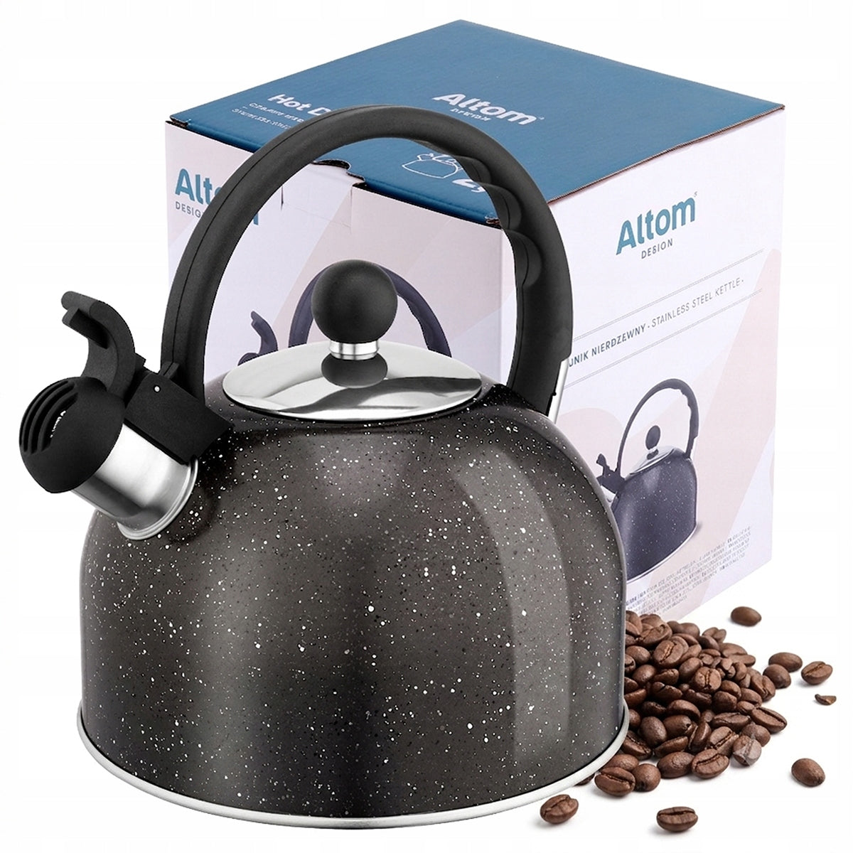 Gas kettle induction with whistle steel Altom Design Hot Drop 2,5 l