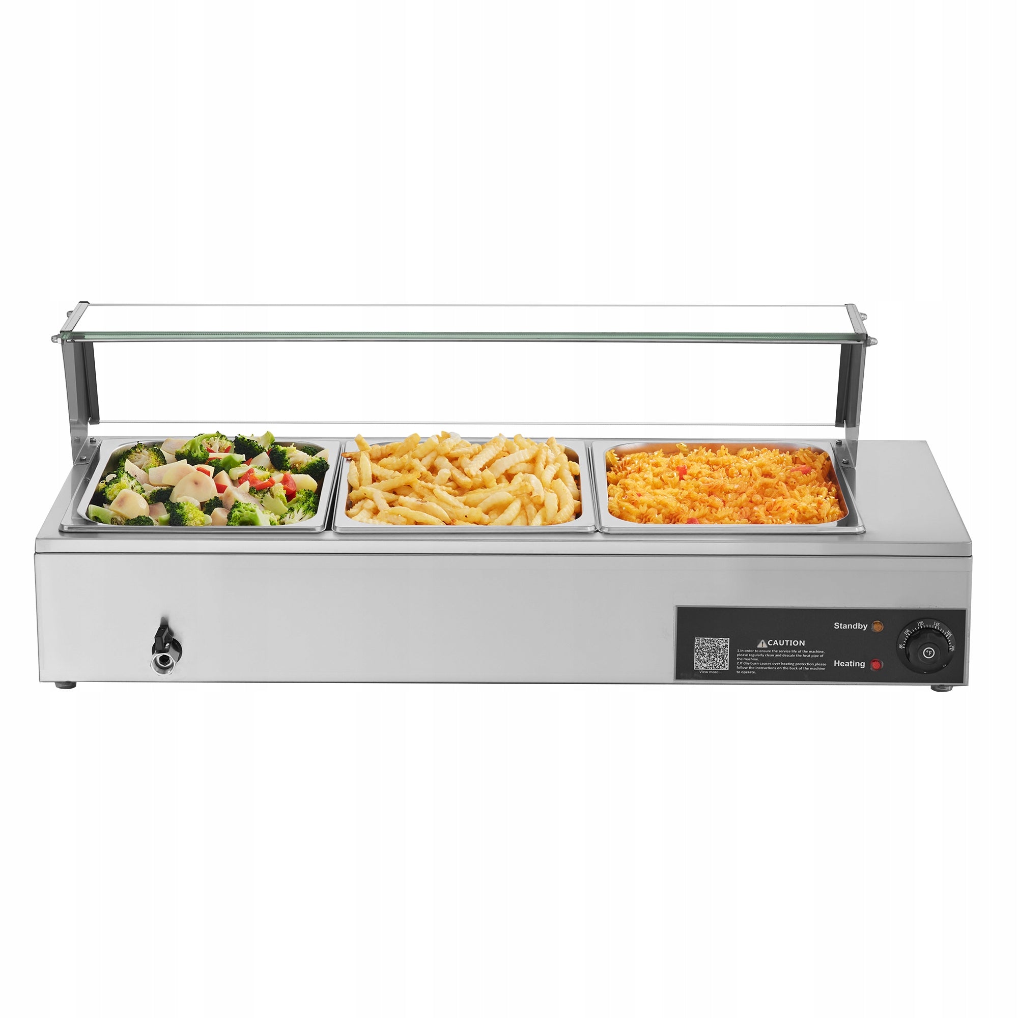 Gastronomic Heater 1,5KW With Glass Lid And 3 Containers Brand SucceBuy