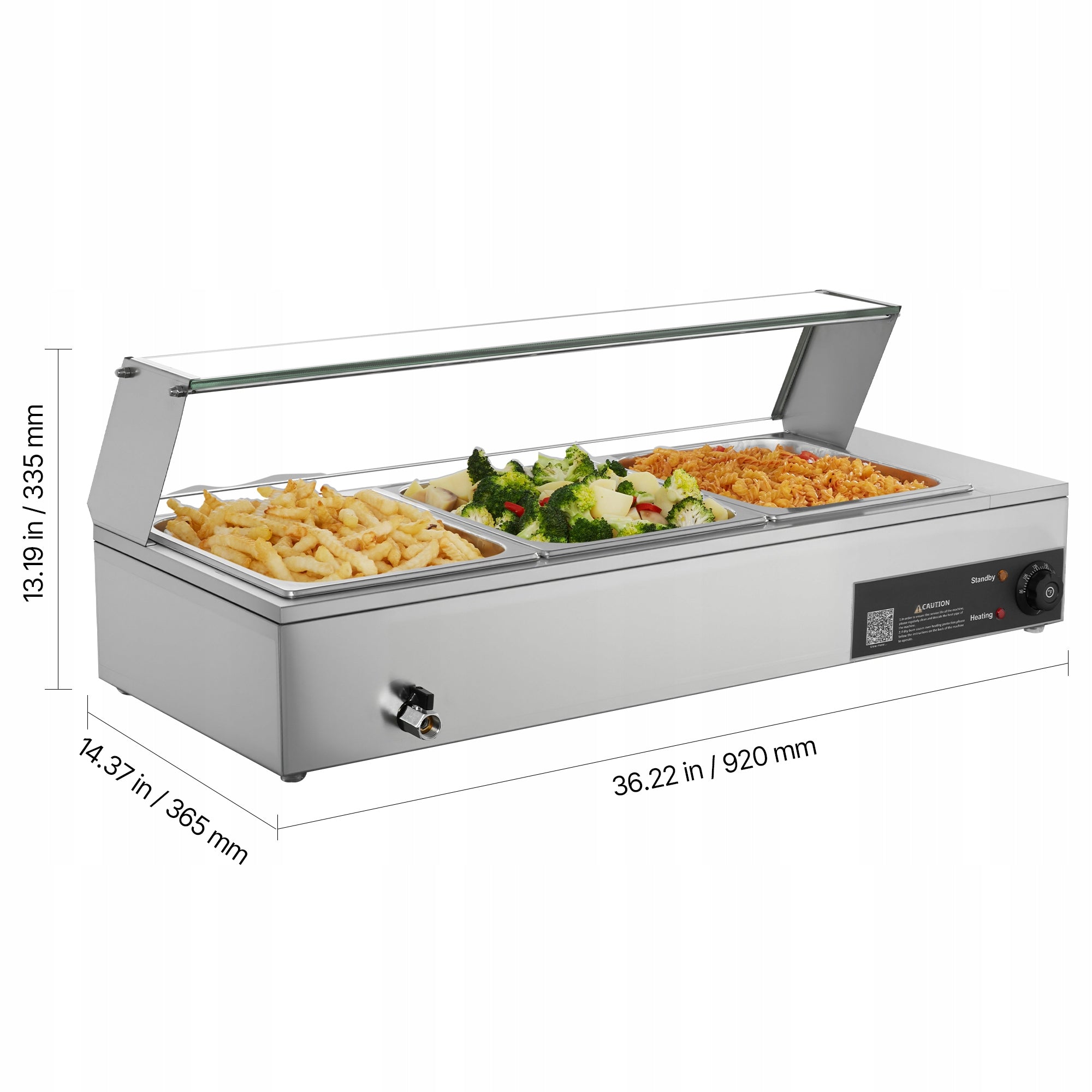 Gastronomic Heater 1,5KW With Glass Lid And 3 Containers Manufacturer code SYSPBWQ312FSIUL9D0