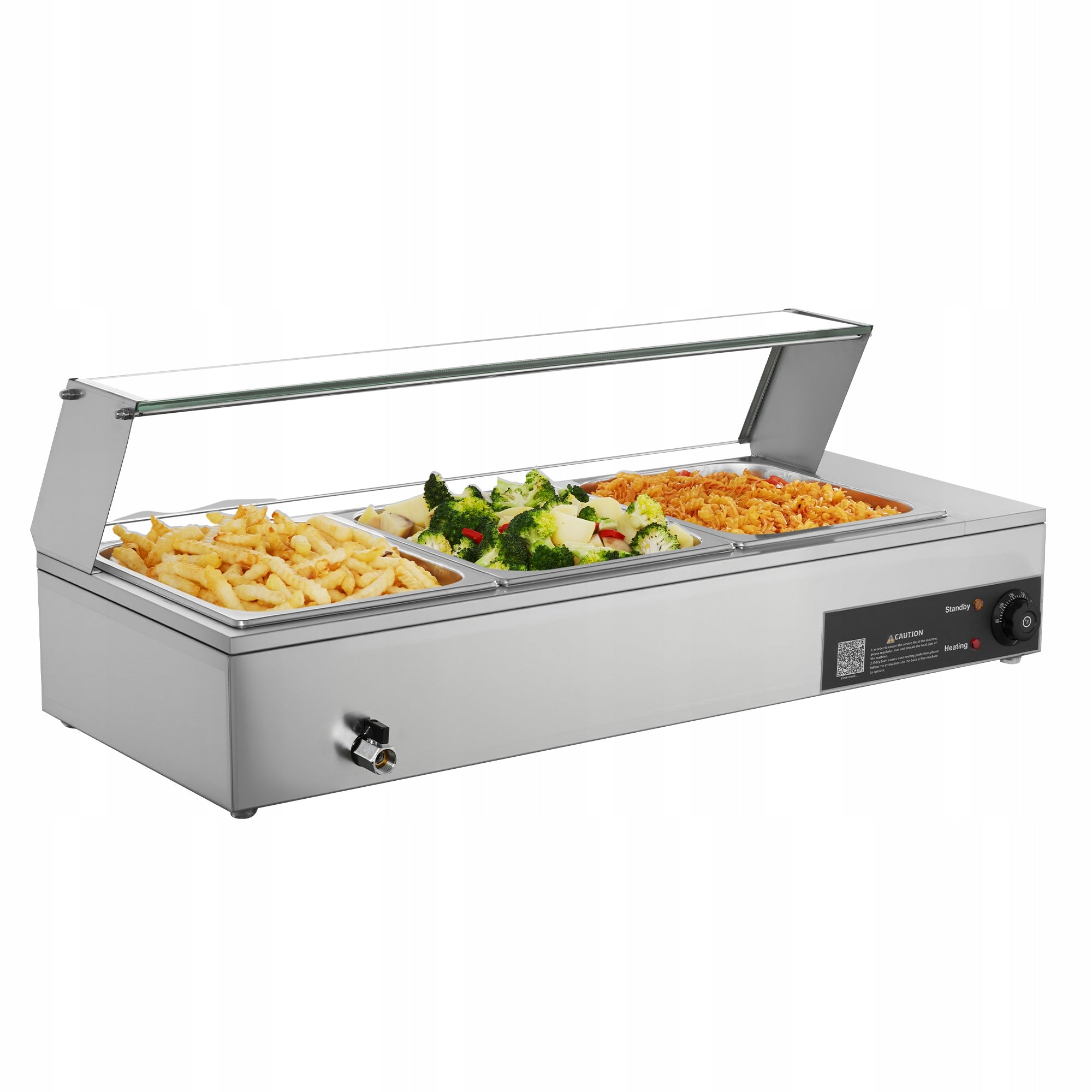 Gastronomic Heater 1,5KW With Glass Lid And 3 Containers