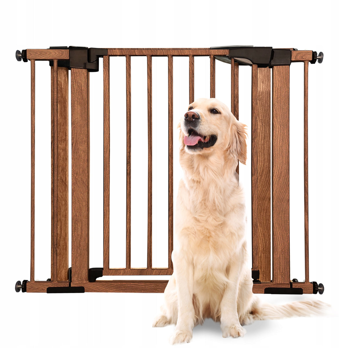 Gate for stairs 75 to 110 cm dark expansion wood without drilling children Packaging status original