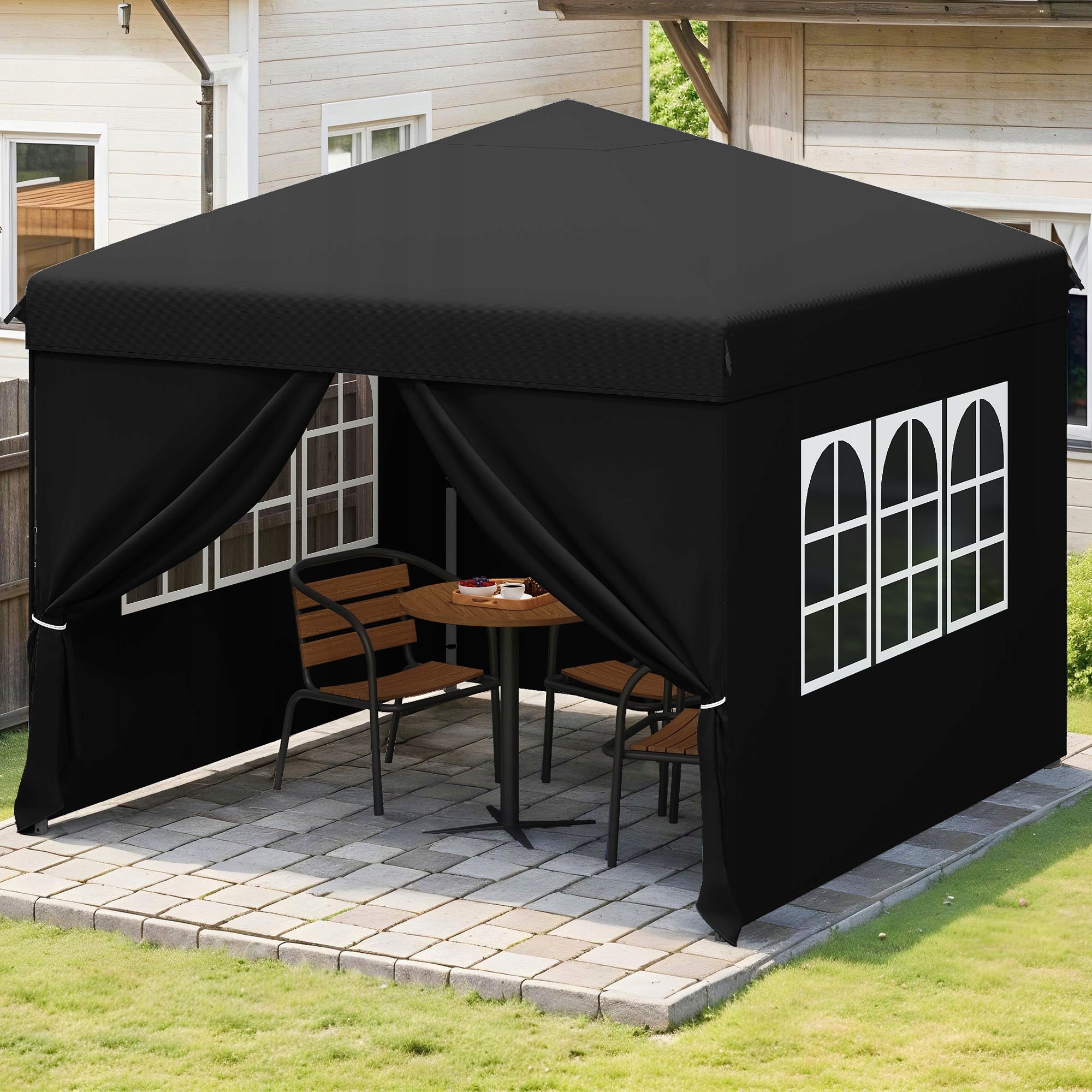 Gazebo, Garden Tent, Pavillon, 2.5×2.5m, Waterproof Folding, Canopy, Black Packaging status original