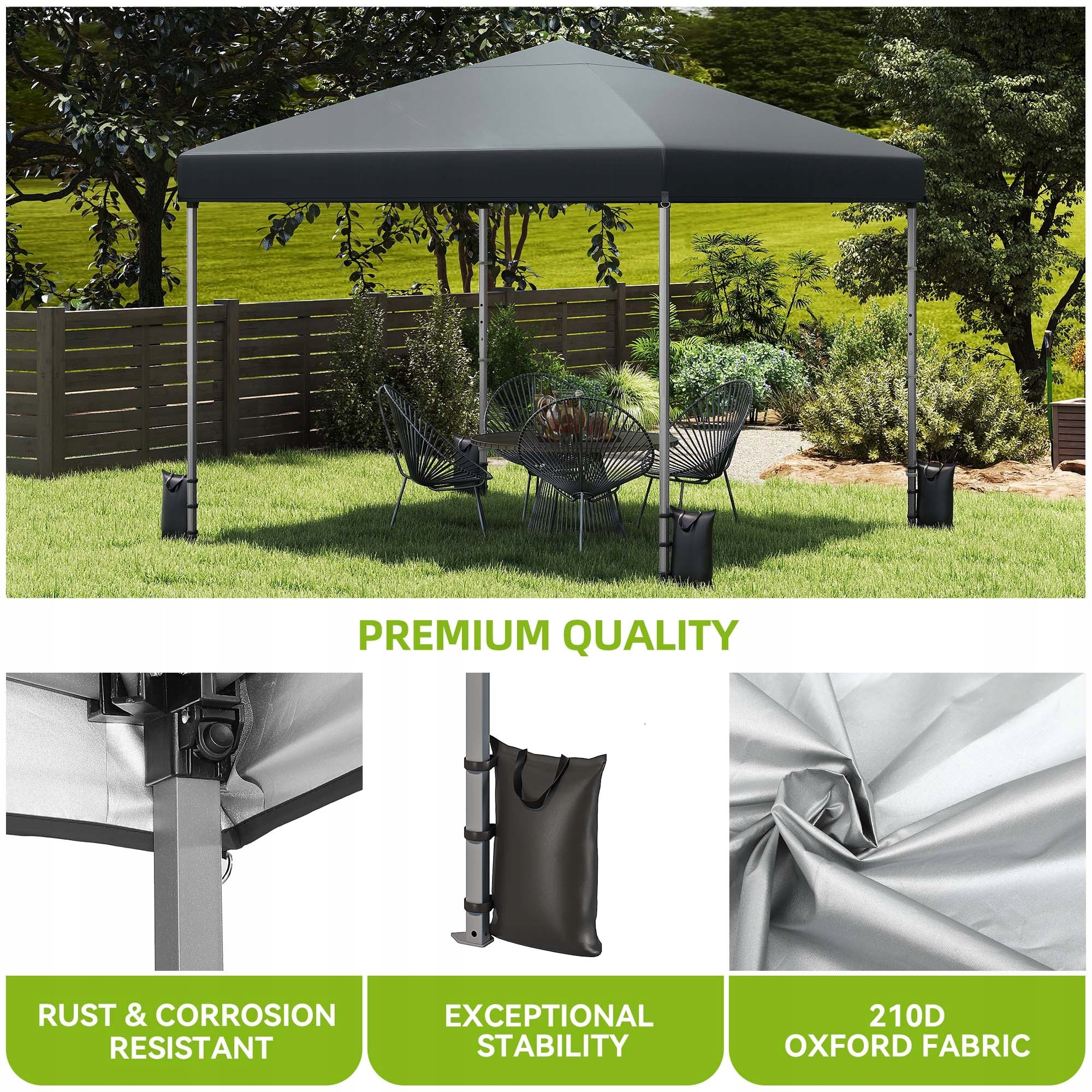 Gazebo, Garden Tent, Pavillon 3×3m Pop up Waterproof Folding, Canopy Blue Width 3 m