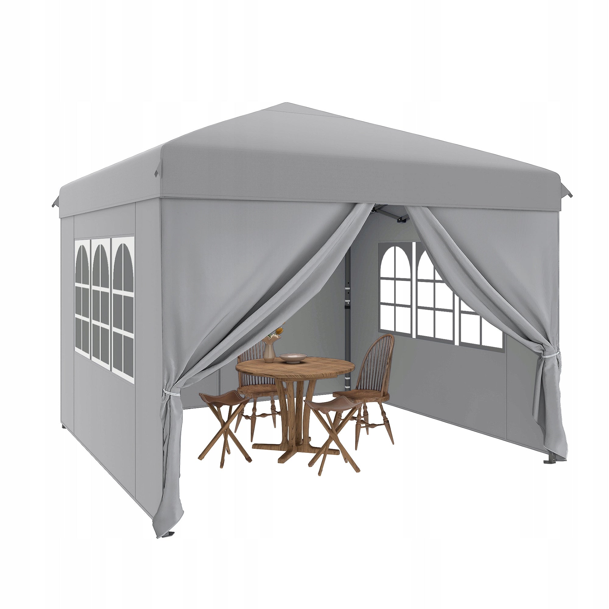 Gazebo, Garden Tent, Pavillon, 3×3m, Waterproof Folding, Canopy, Light Grey