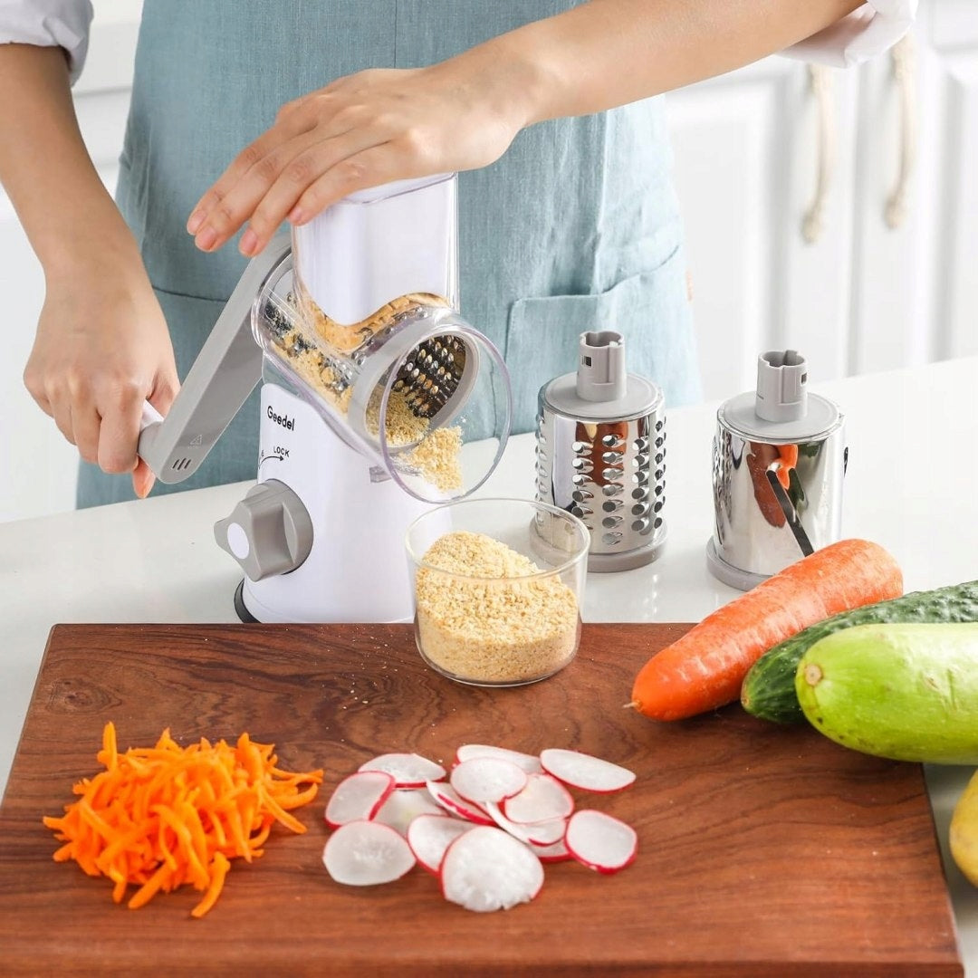 Geedel Cheese and Vegetable Grater with 3 Blades for Quick Slicing Packaging status original