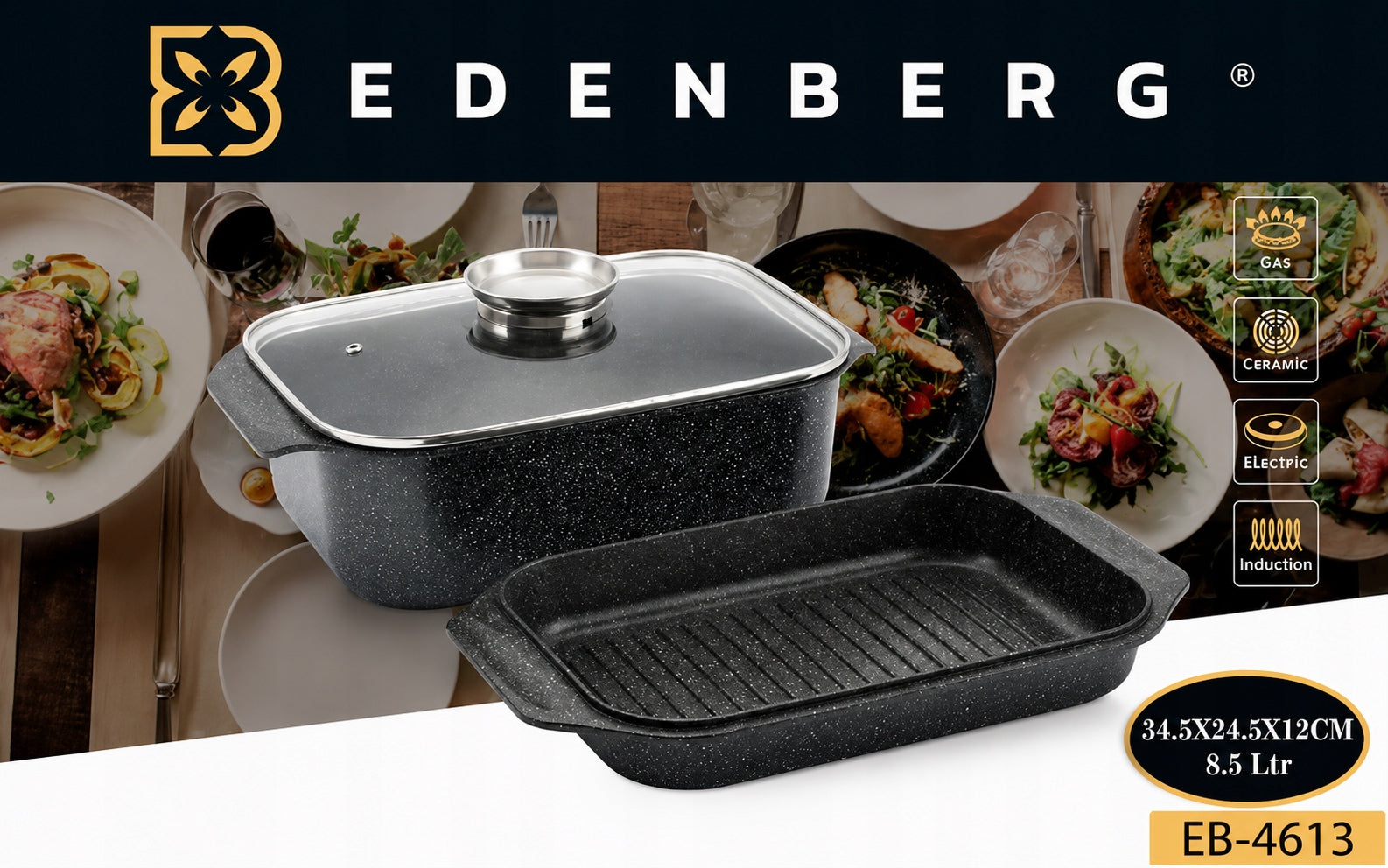 Geese Feeder 8,5 L Cover Pan BBQ Pot INDUCTION OVEN Packaging status original