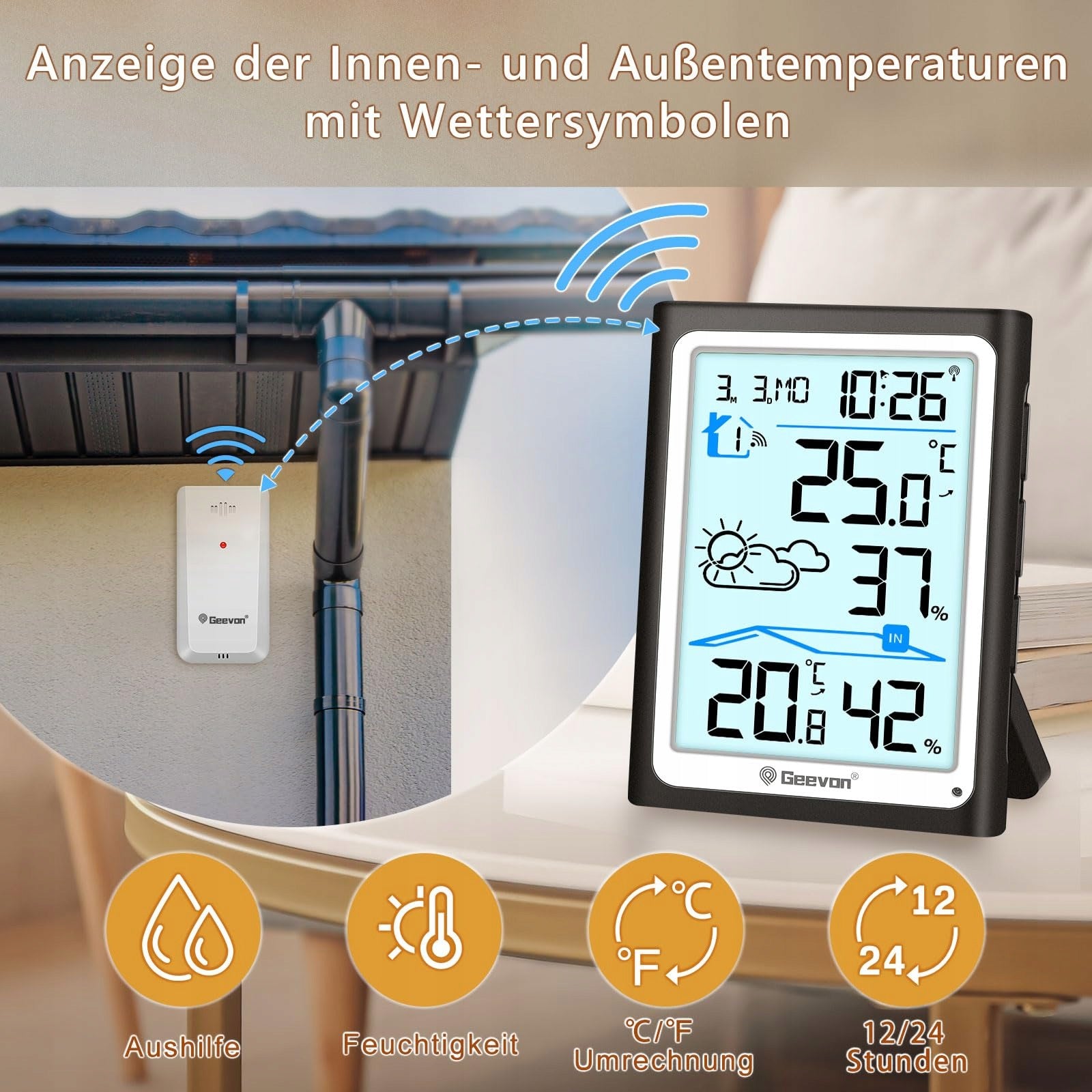 Geevon bezdratova meteostanica s vonkajsim senzorom 256305 Manufacturer no brand