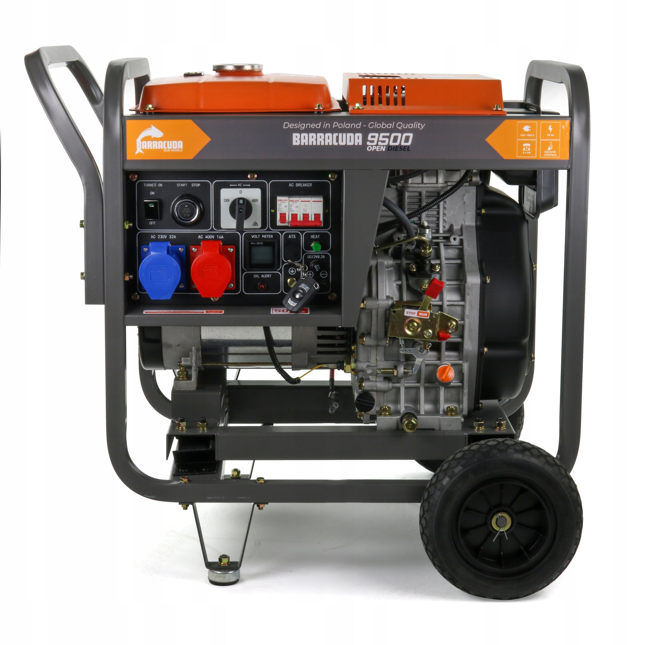 Generator set 12kVA (9,5kW) 230V 400V BARRACUDA DIESEL 9500 OPEN ATS Manufacturer code B9500OPEN+ATS