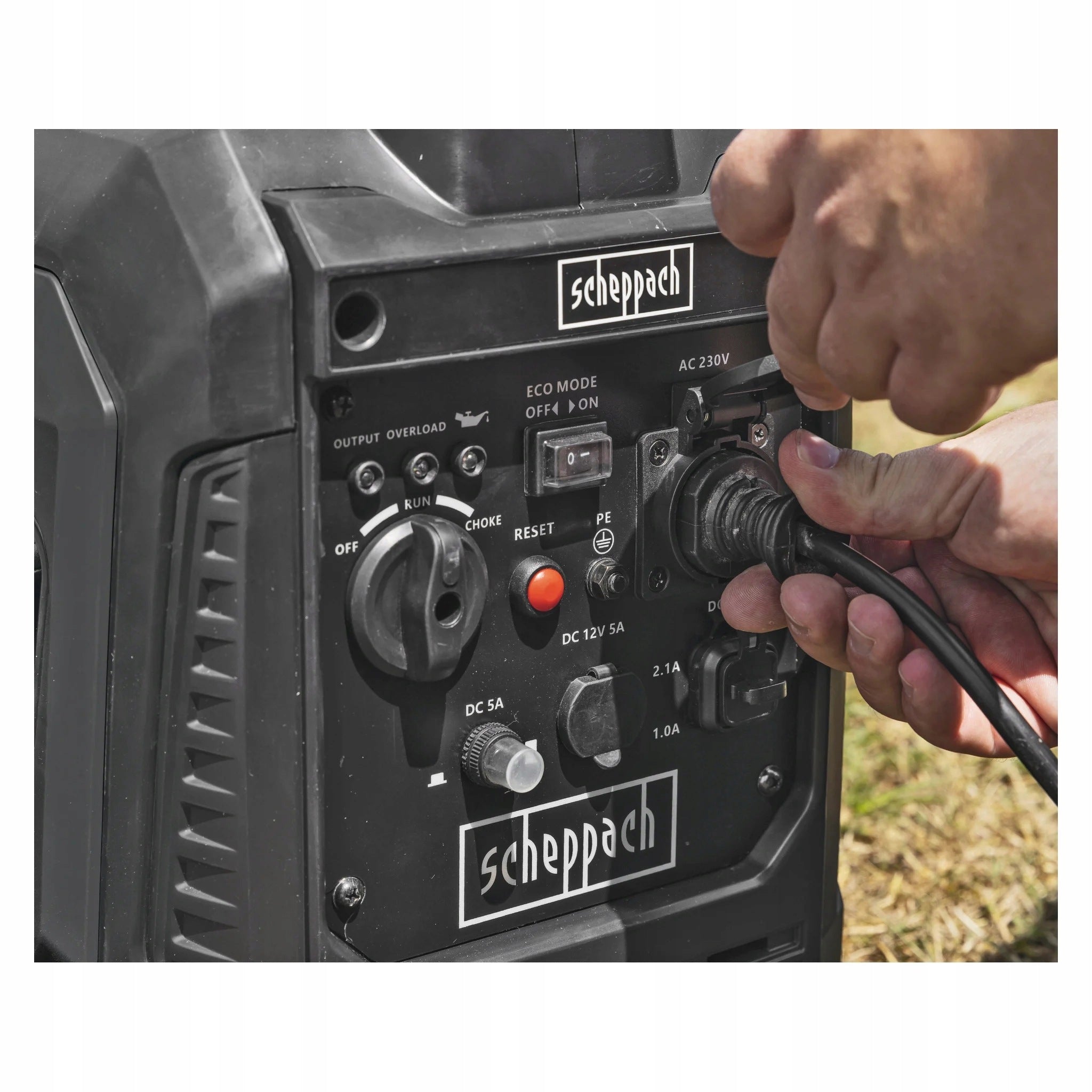 Generator set portable single-phase Scheeppach 1100 W petrol Packaging status original