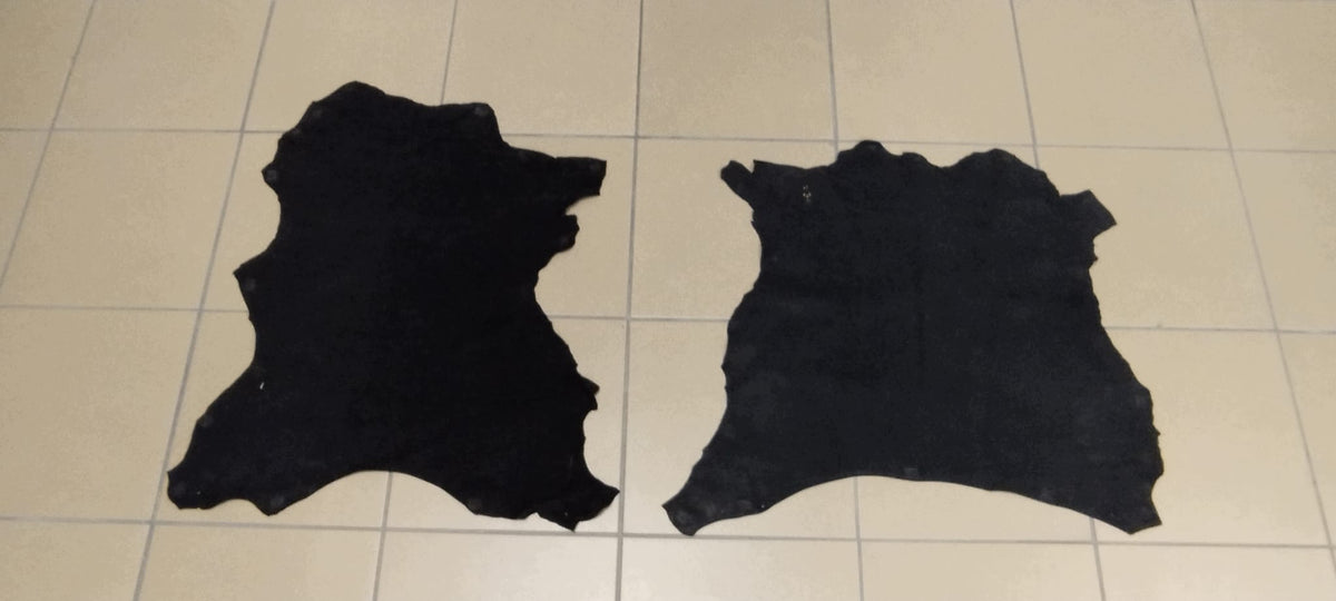 Genuine leather VELOUR SUEDE Black 0.9 mm- 0.35 m2 Compact Non-stretch Packaging status original