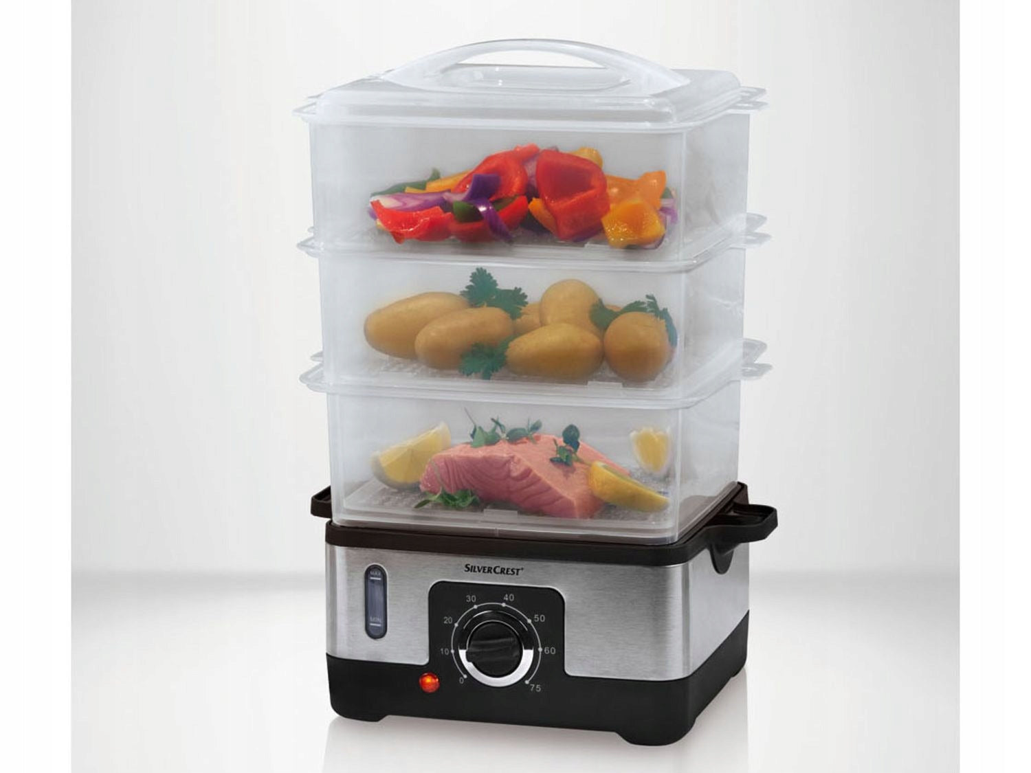 German Steamer SilverCrest SDG 950 C3, 950 W silver 3 piece steamer EAN (GTIN) 4260496240380