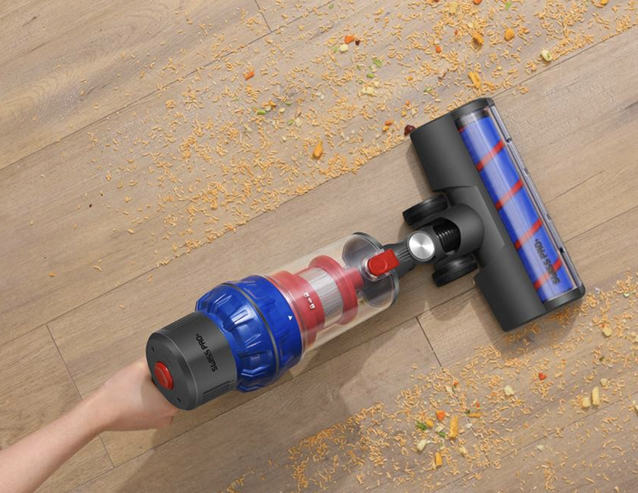 German Upright Vacuum Cleaner Wireless Swiss Pro+ 18 KPA, with LED 250W Model SP-VCG10S