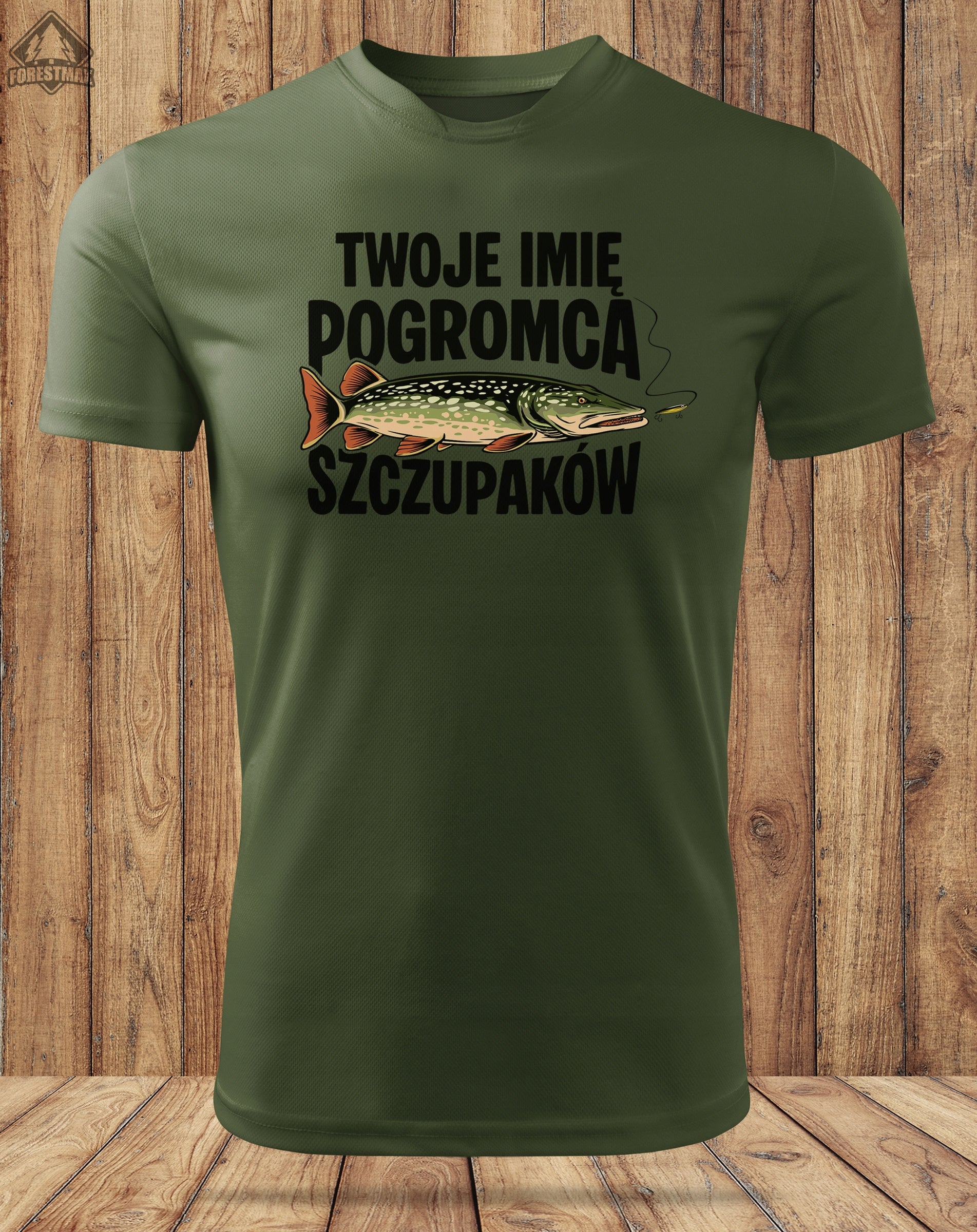 Gift for Fisherman thermoactive khaki men's T-shirt with YOUR OWN NAME Size XXL