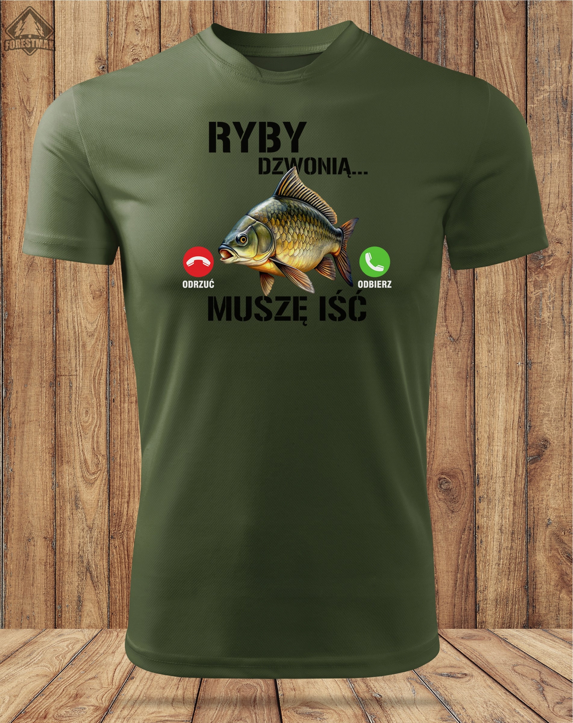 Gift for Fisherman thermoactive shirt print FISH RING - I HAVE TO GO Size S