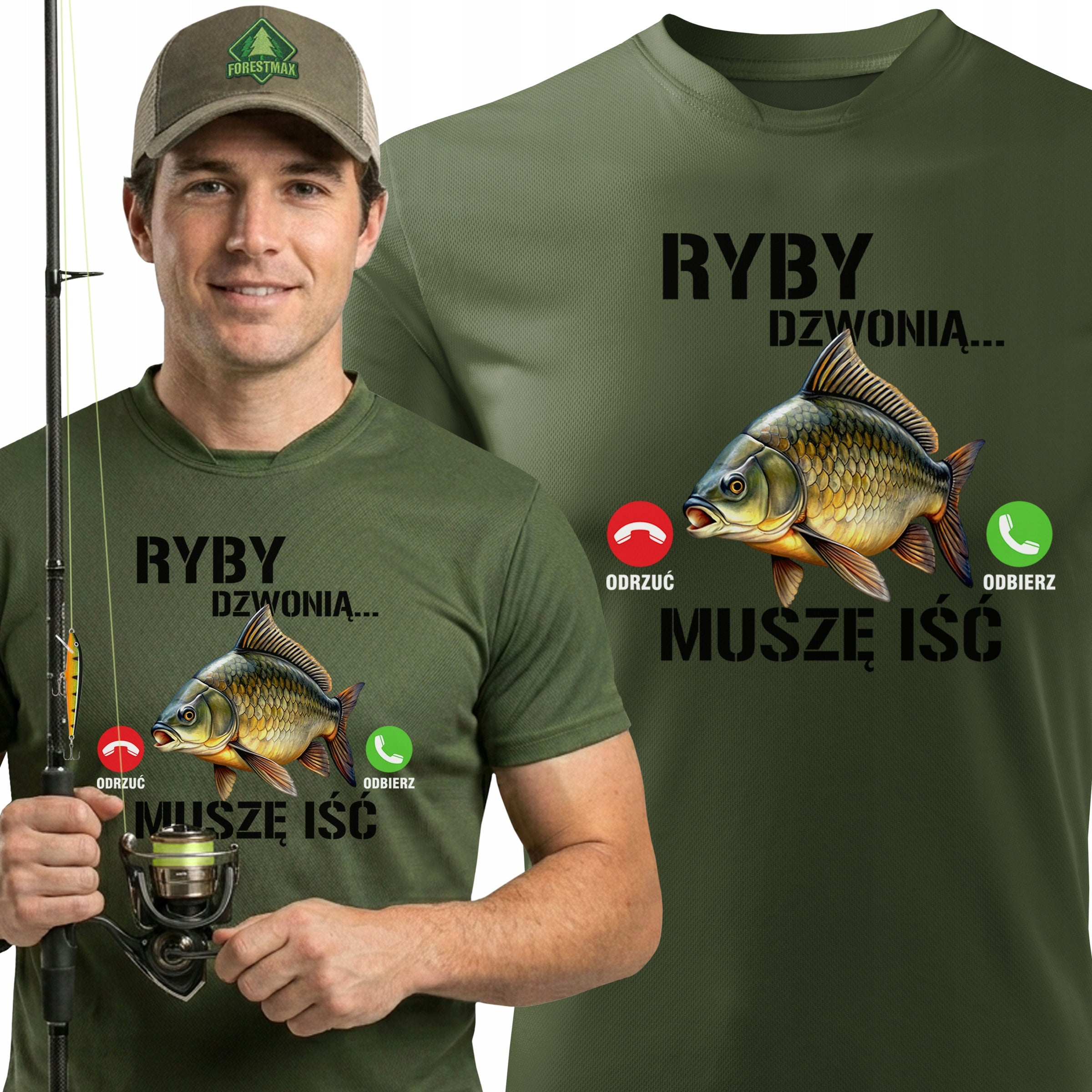 Gift for Fisherman thermoactive shirt print FISH RING - I HAVE TO GO
