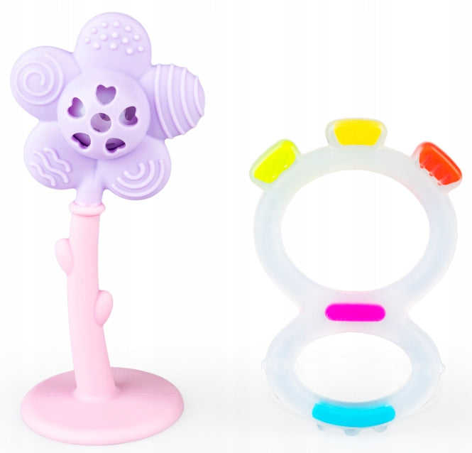 GiliGums STARTER KIT TWO-PACK TEETHER AND RATTLE EIGHT AND FLOWER 30070