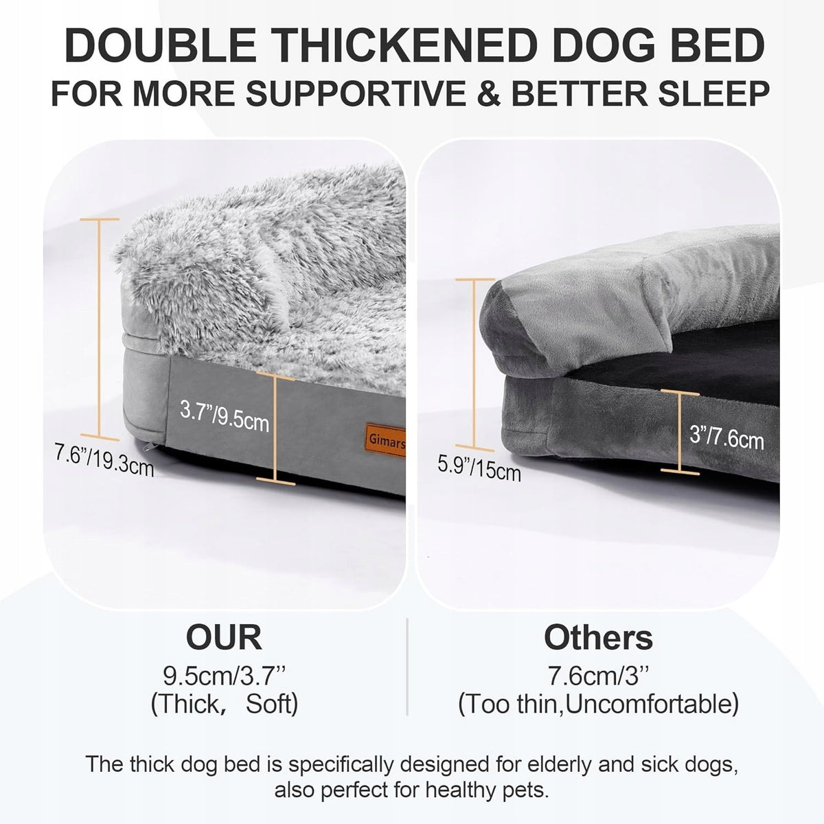 Gimars Orthopedic Bed for Large Dogs: 112L x 81W x 18gr Machine Washable Brand no brand