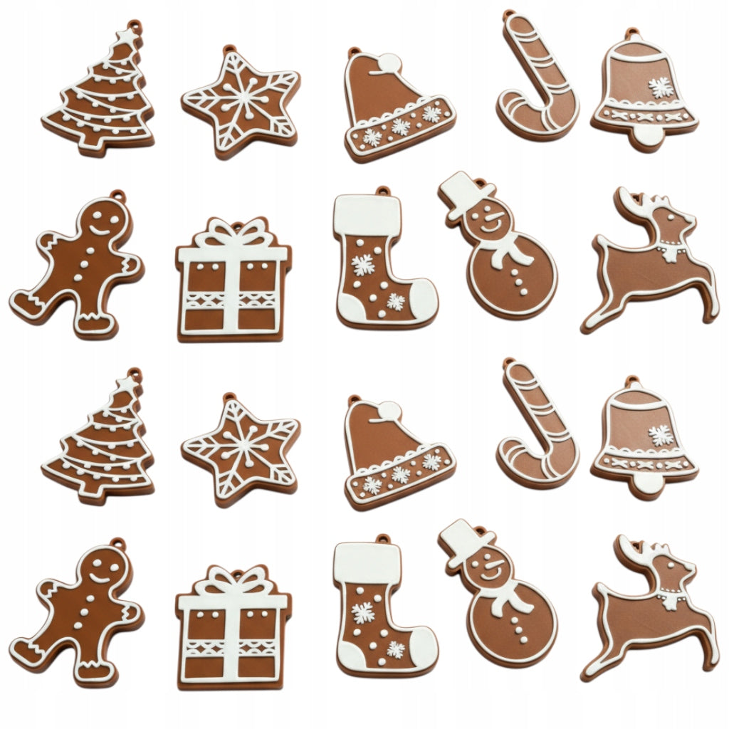 Gingerbread frosted Christmas tree ornament set of 20 pcs. in a decorative box Packaging status original