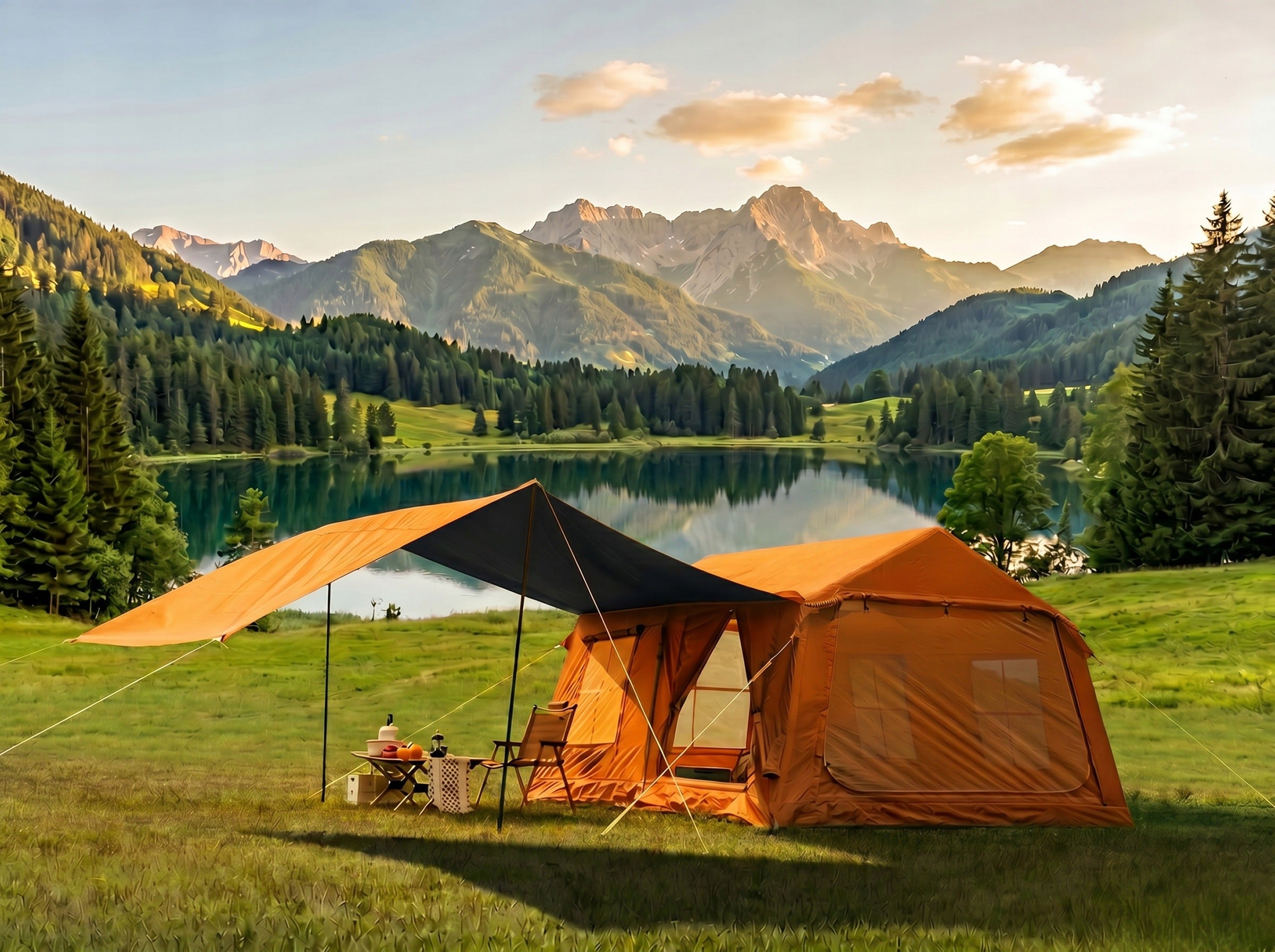 Glamping Camping Pumped Tent for 10 Pers Large Oxford Vestibule Packaging status original