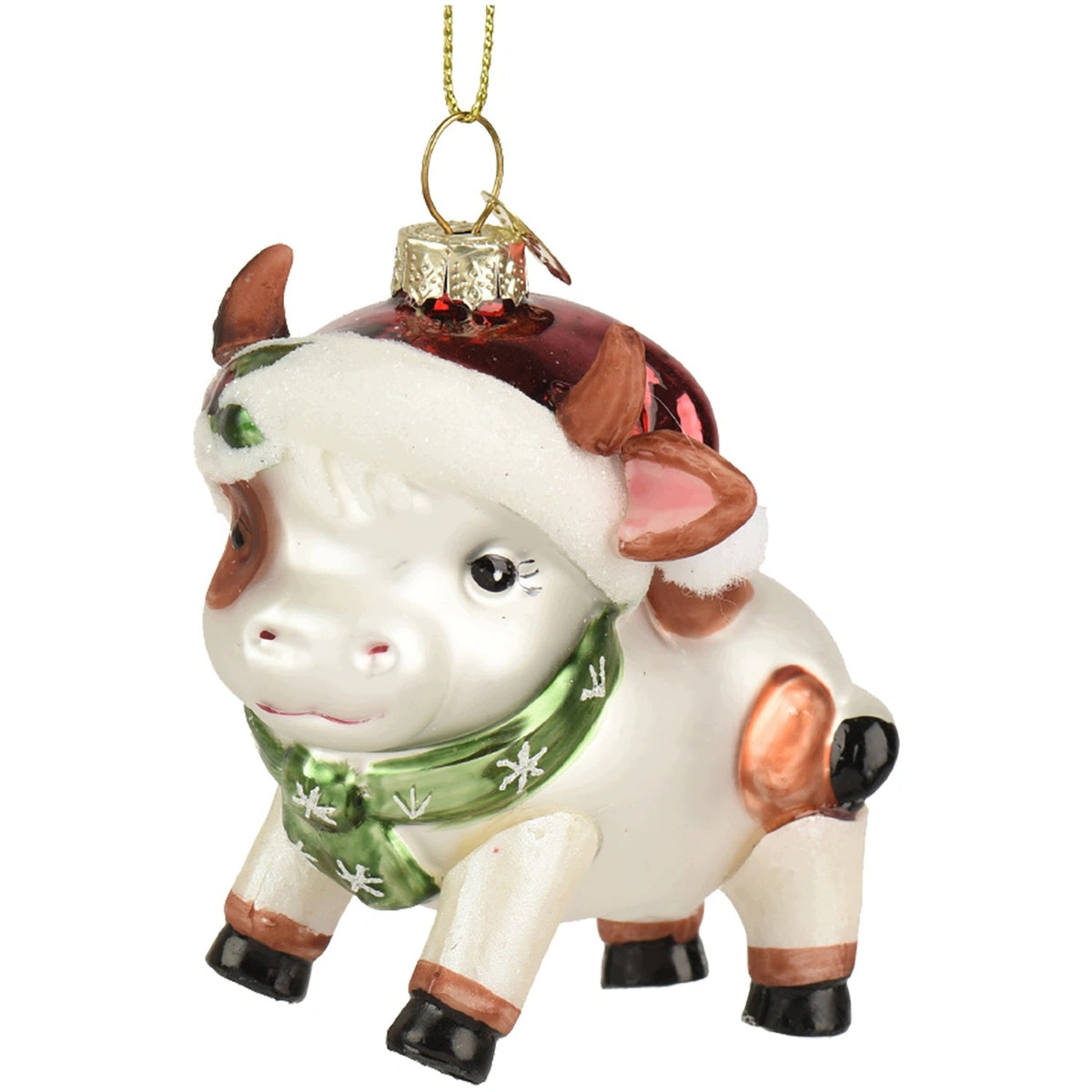Glass Christmas tree pendant cow in scarf shape Christmas tree bauble