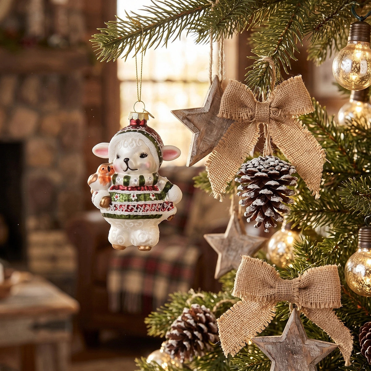 Glass Christmas tree pendant sheep in sweater shape Christmas tree bauble Packaging status original