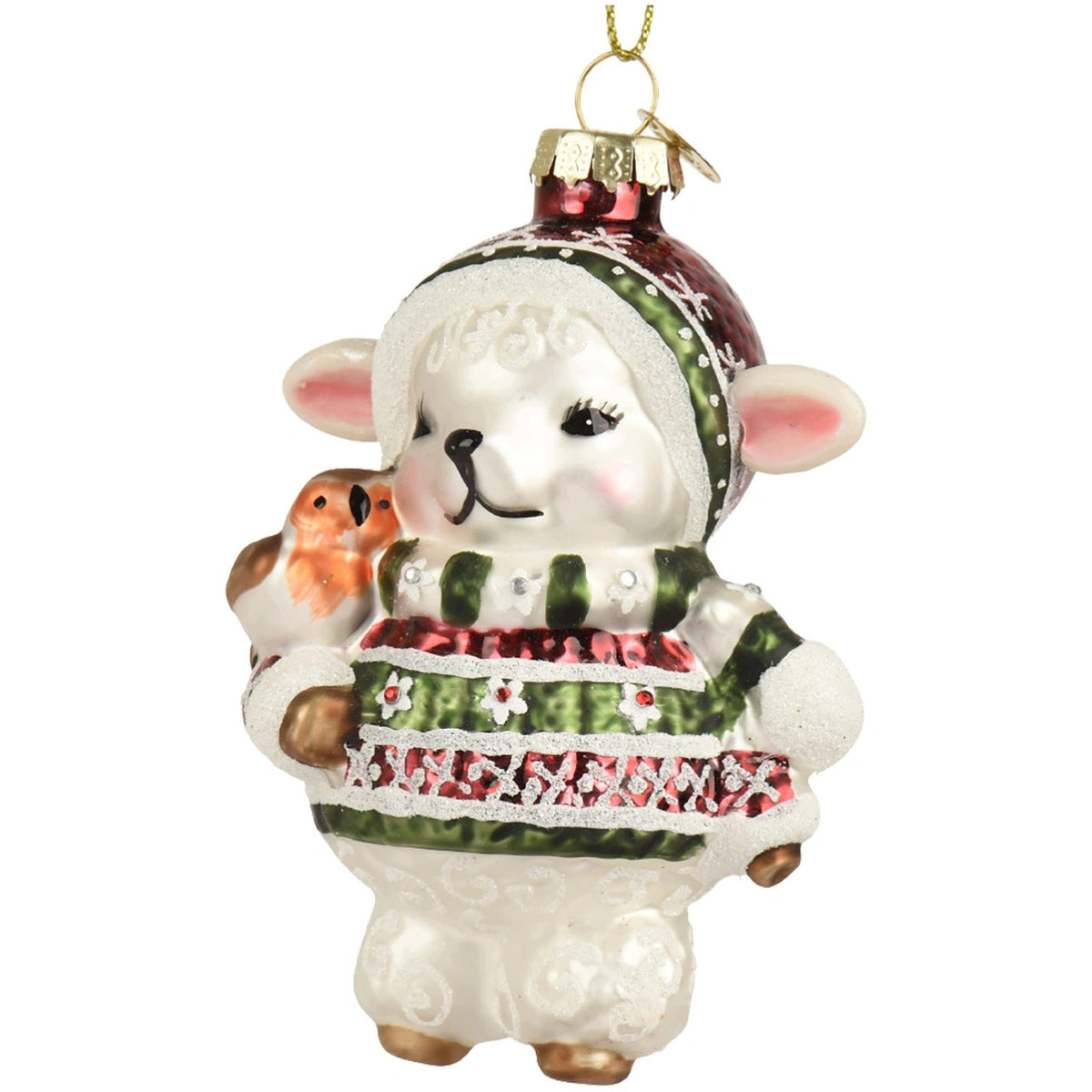 Glass Christmas tree pendant sheep in sweater shape Christmas tree bauble