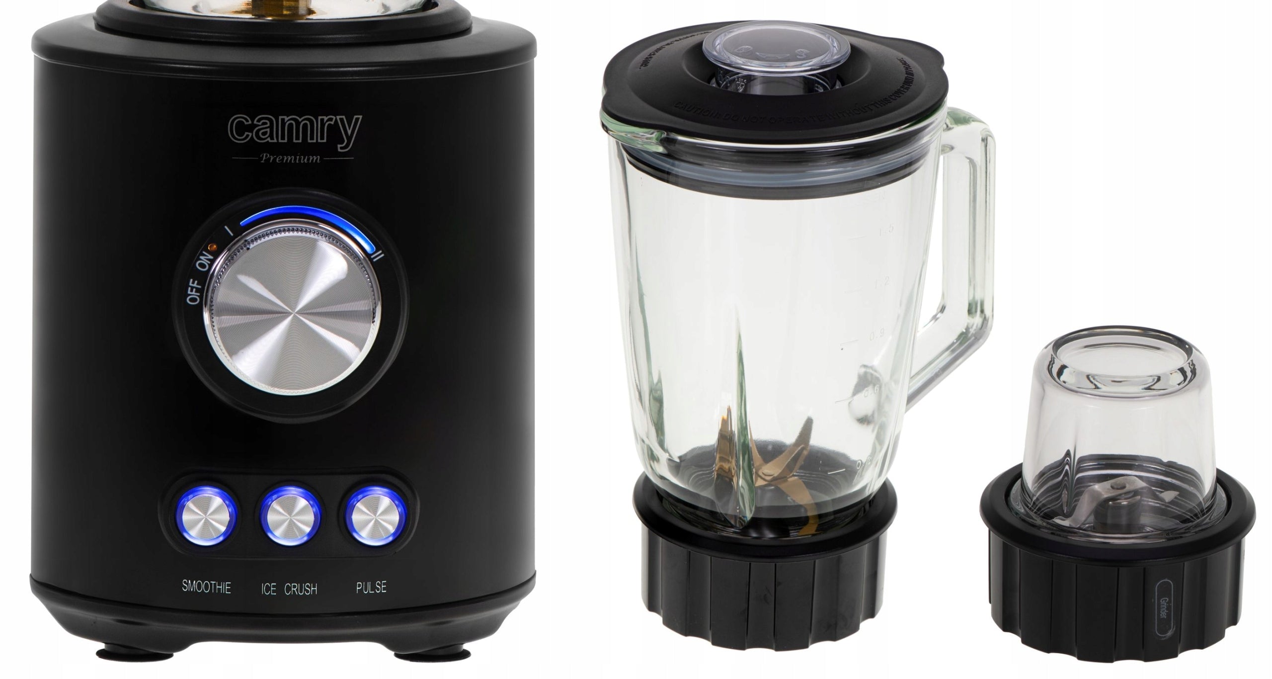 Glass Cup Blender 2in1 1.5L 1800W Crushes Ice Titanium Blades Grinder Packaging status original