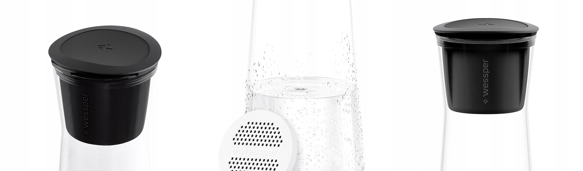 Glass Decanter for Beverages with 5 Filters for Water WESSPER K1 BOROSILICATE 1L Brand Wessper