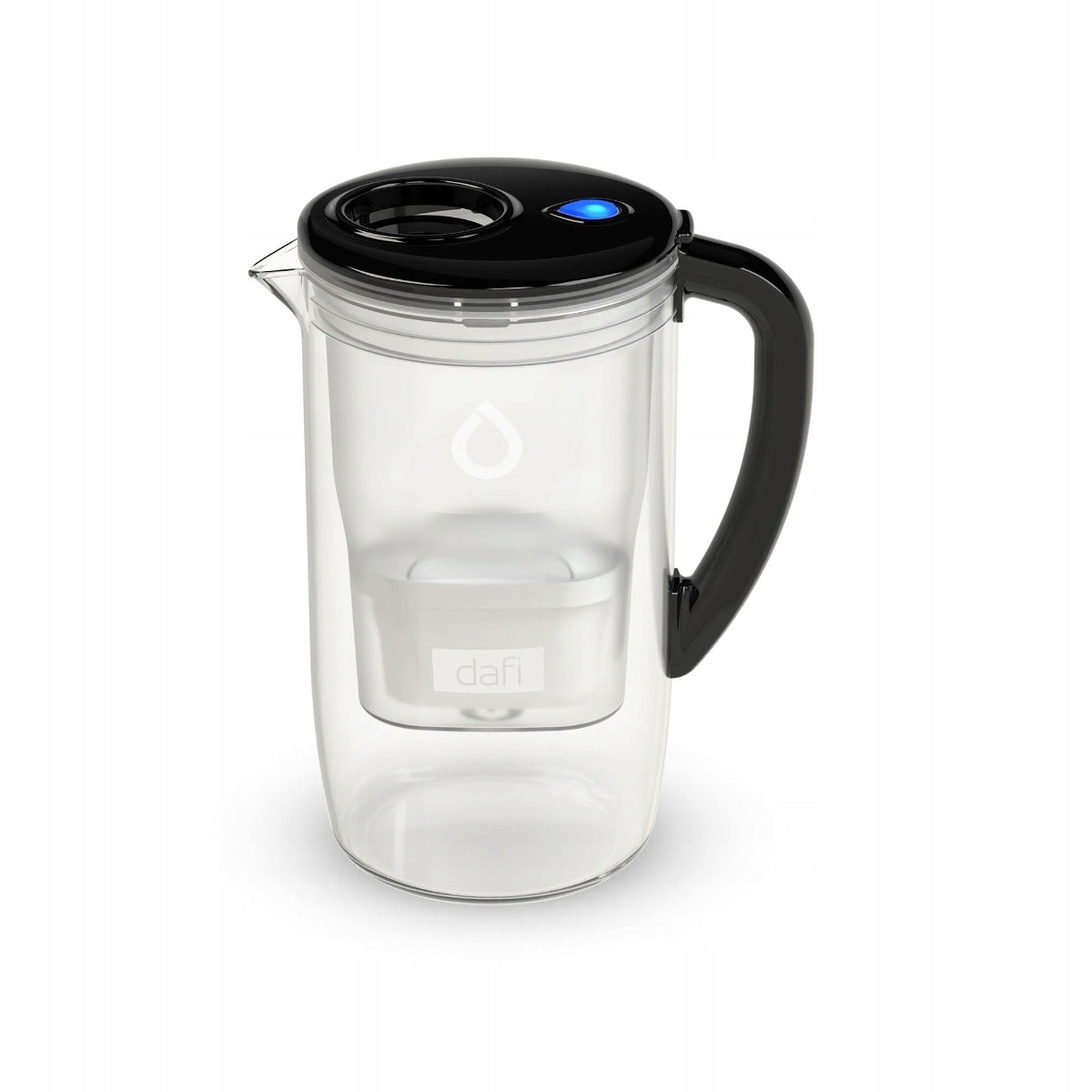 Glass Filter Jug Dafi PRISMA LED 2,5L Black with 1 x Unimax Cartridge Brand Dafi