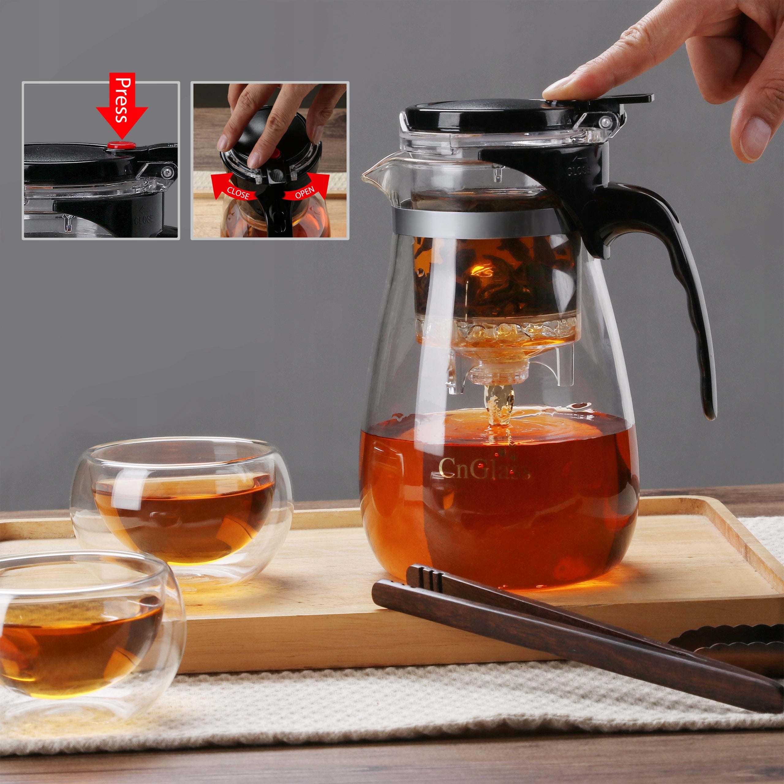Glass Infuser Tea and Herb Pot Strainer CnGlass 750ml EAN (GTIN) 6972187373076
