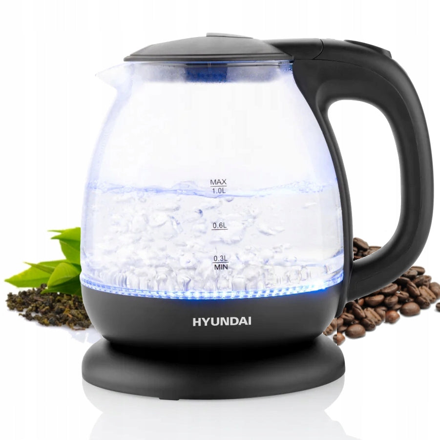 Glass Kettle HYUNDAI VK101 1L. Compact LED Backlight VK-101