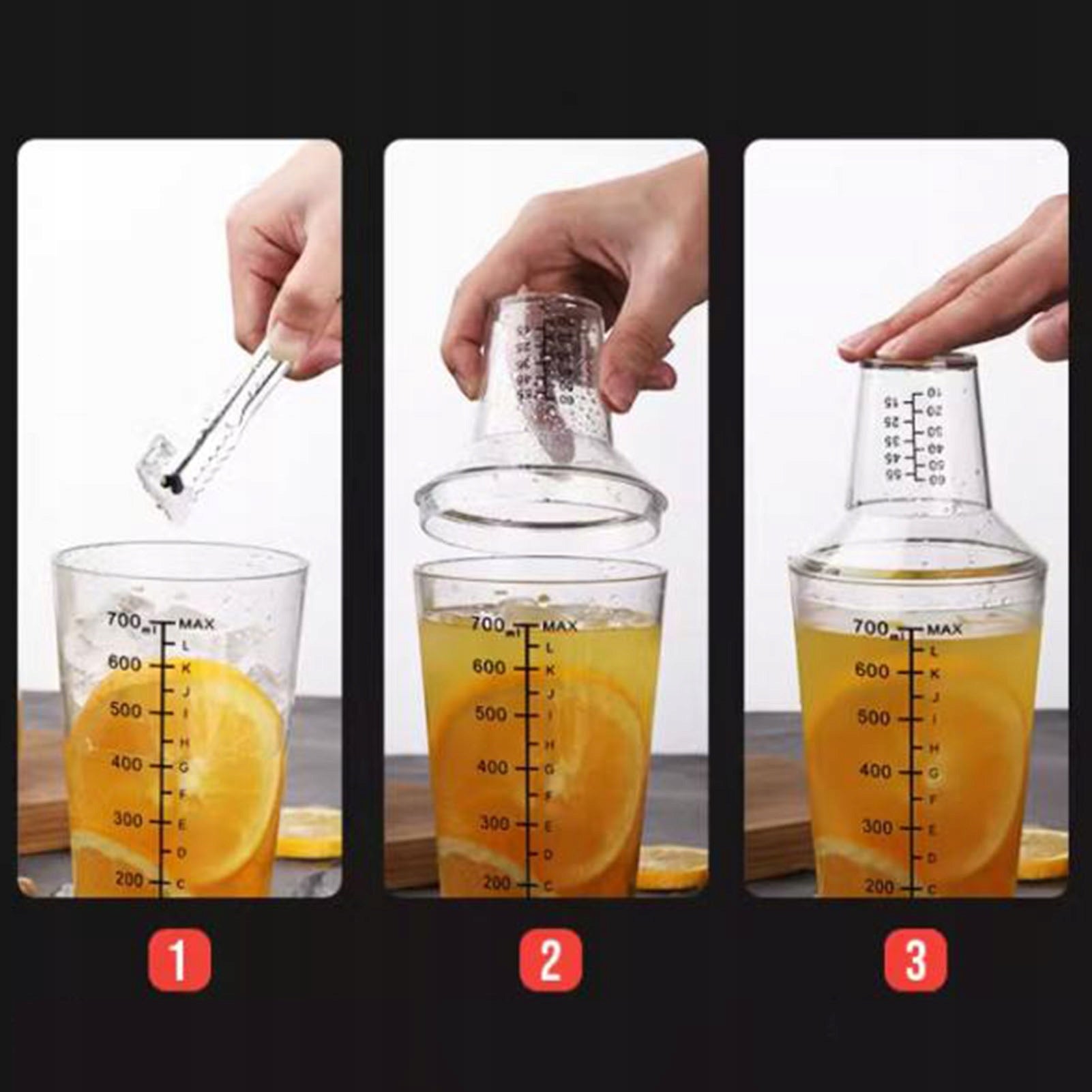 Glass Shaker for cocktail drinks with Bartending Recipes 700ml Packaging status original