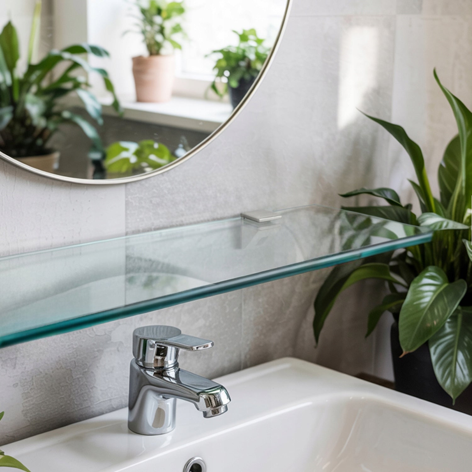Glass Shelf Mounted For Mirror Handles 80x13 cm For Bathroom Toilet Packaging status original