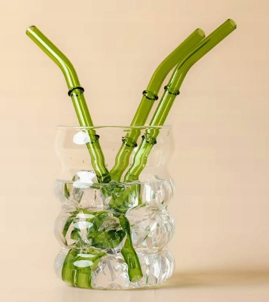 Glass Straws BAMUS Eco 4 Reusable Drink Set + Brush Packaging status original