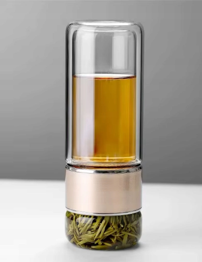 Glass Tea Bottle 420 ml with Infuser Pink - Thermal Packaging status original