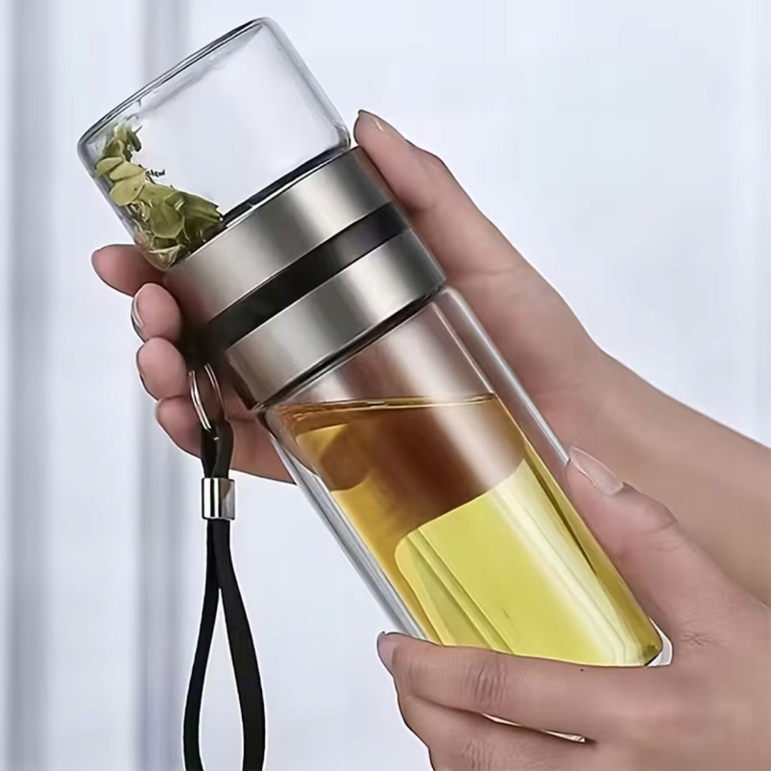 Glass Tea Bottle with Filter Infuser Thermal Mug Portable Packaging status original