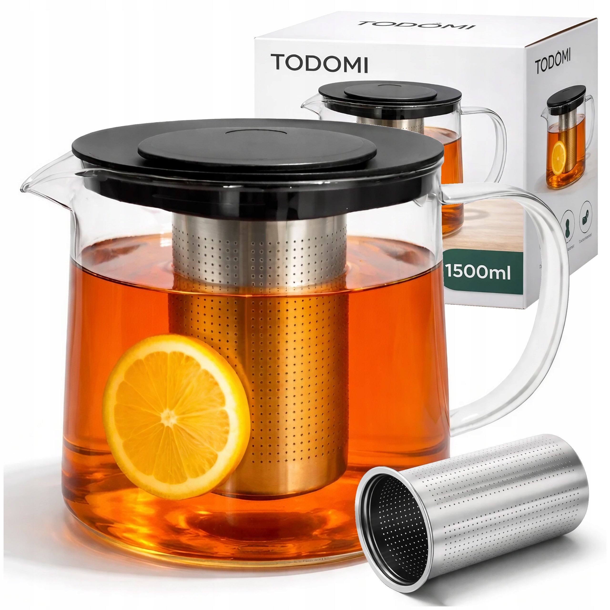 Glass Tea POT Glass Infuser 1500ML HEAT RESISTANT KETTLE