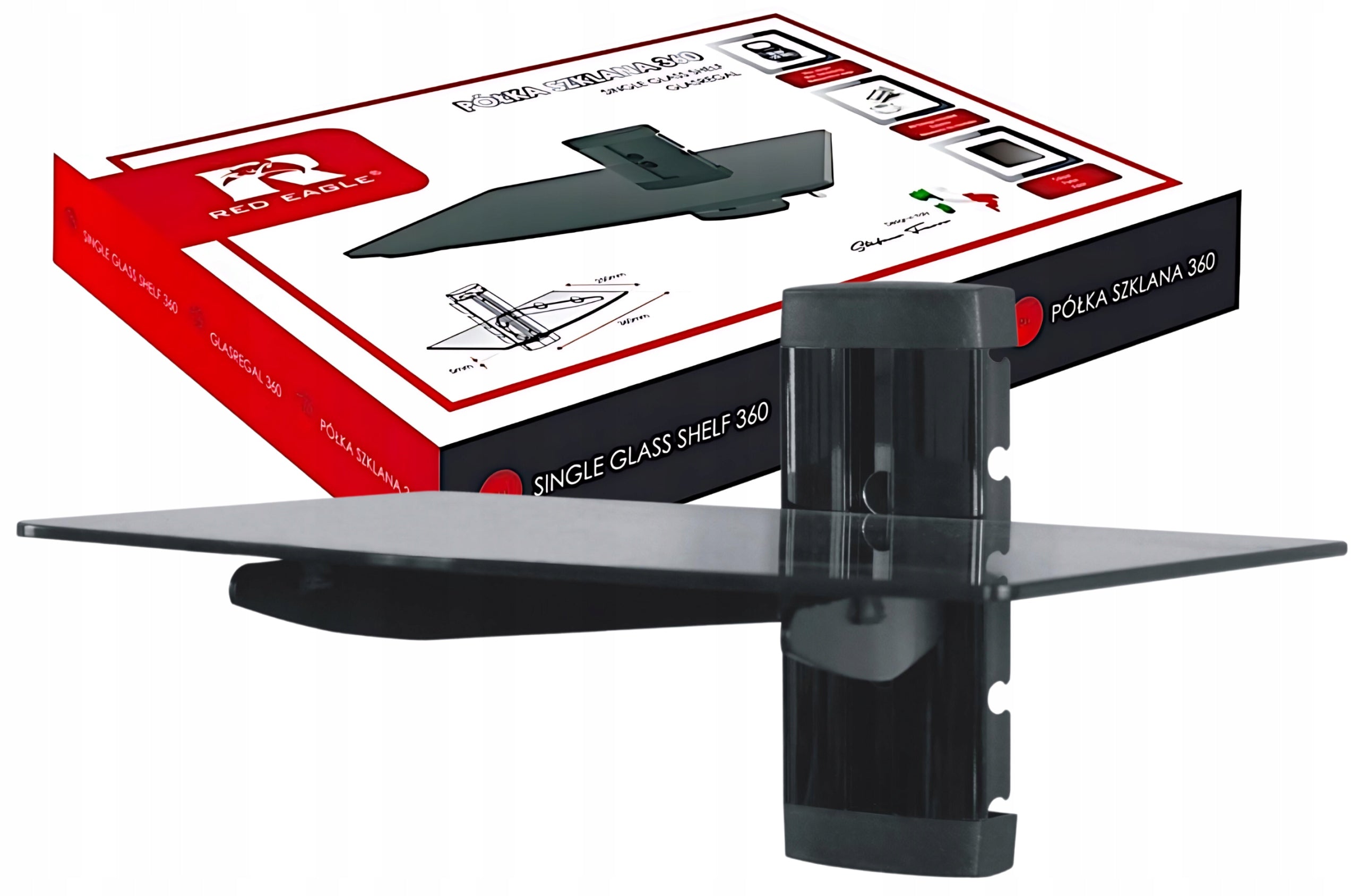 Glass Tuner Shelf Under TV Cable Hiding System 10Kg Durable