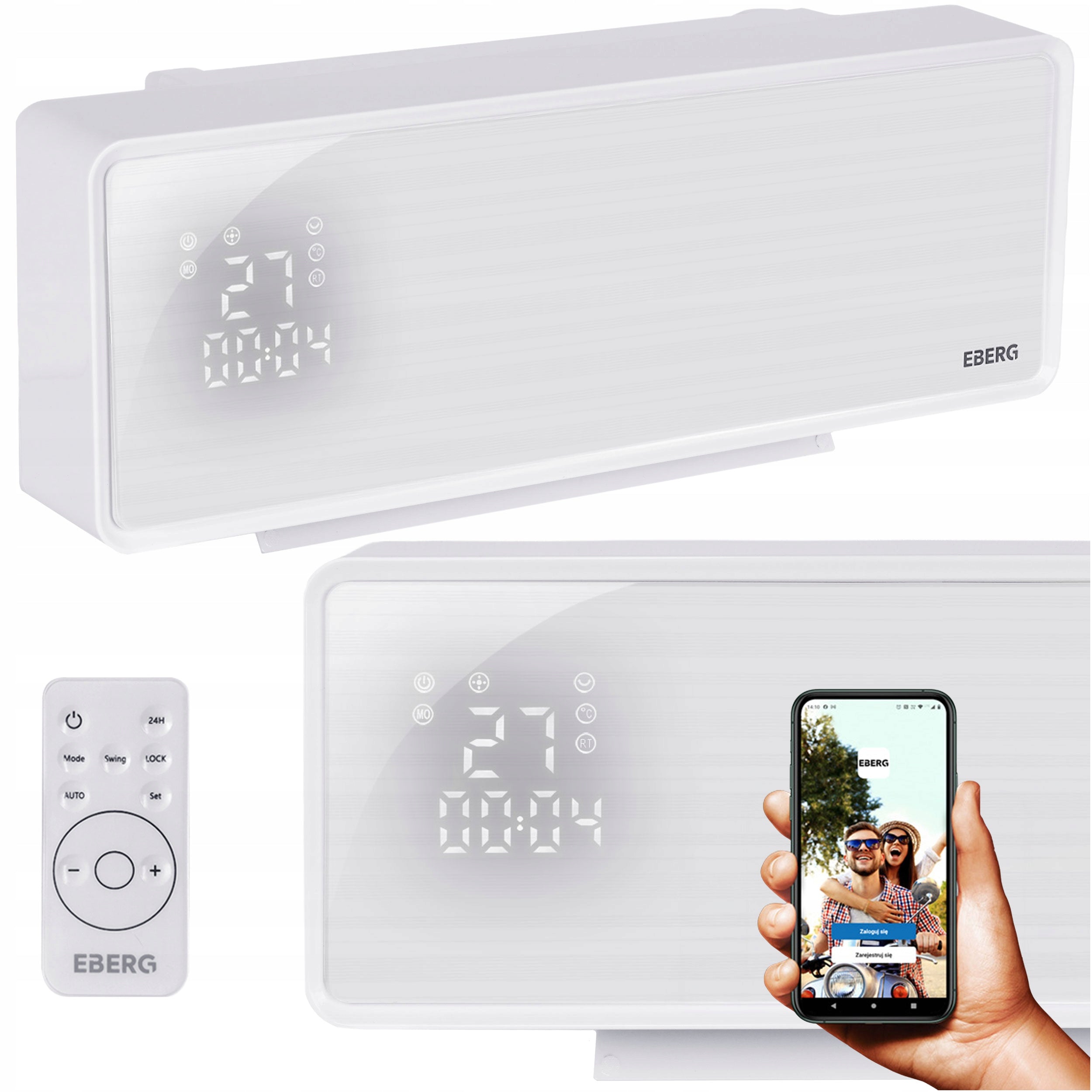 Glass air curtain EBERG Q4 2000W WiFi electric heater + remote control