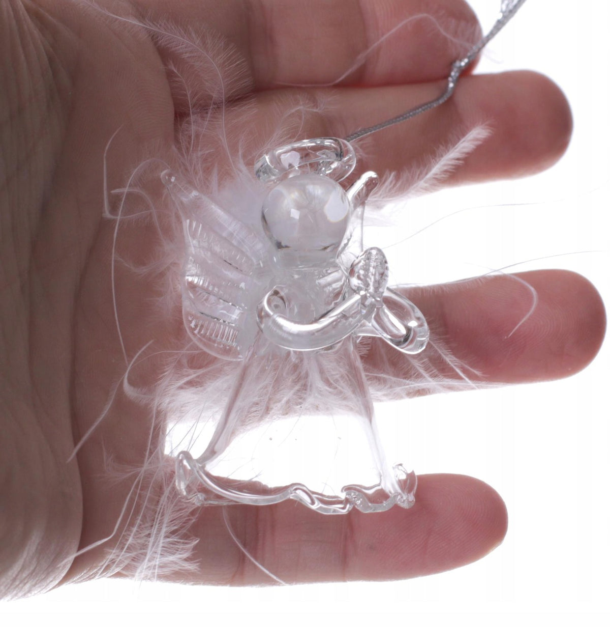 Glass angels in feathers. 6 baubles or a gift for Christmas Manufacturer code 00178