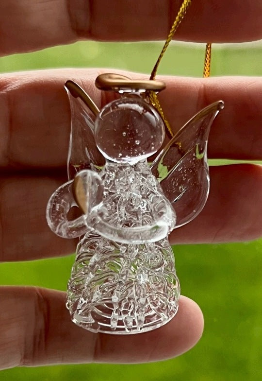 Glass angels with gold finish for Christmas tree 6pcs. Longest dimension 7.5 cm