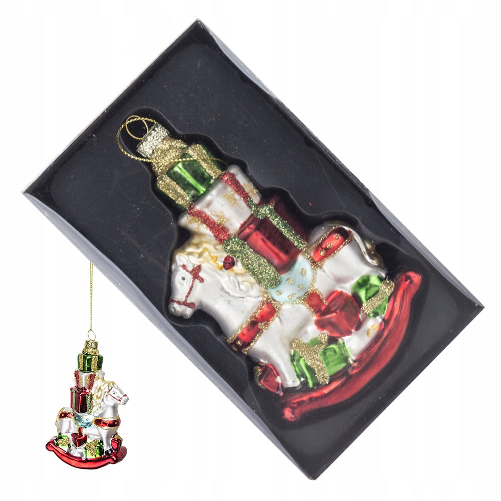 Glass bauble large rocking horse 13 cm shape Christmas tree pendant Brand Artpol