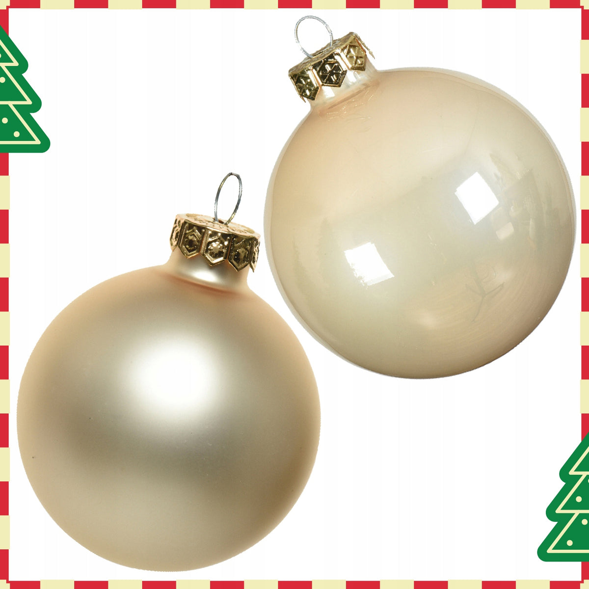 Glass baubles Christmas tree pearl gloss matt 8 cm 6 pcs. in tube Brand Kaemingk