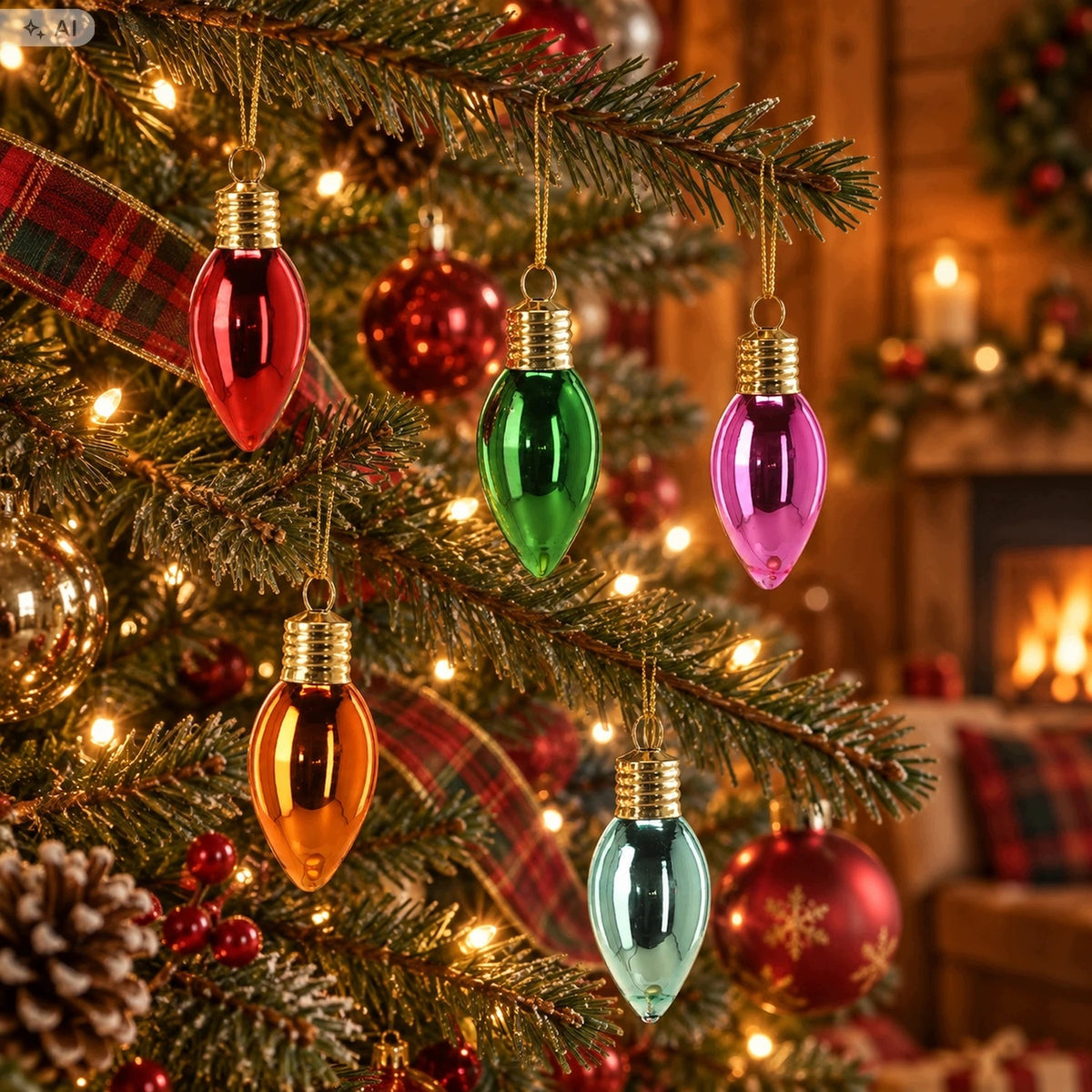 Glass baubles multicolor bulbs 9 pcs Christmas tree decorations PRL Brand Chomik