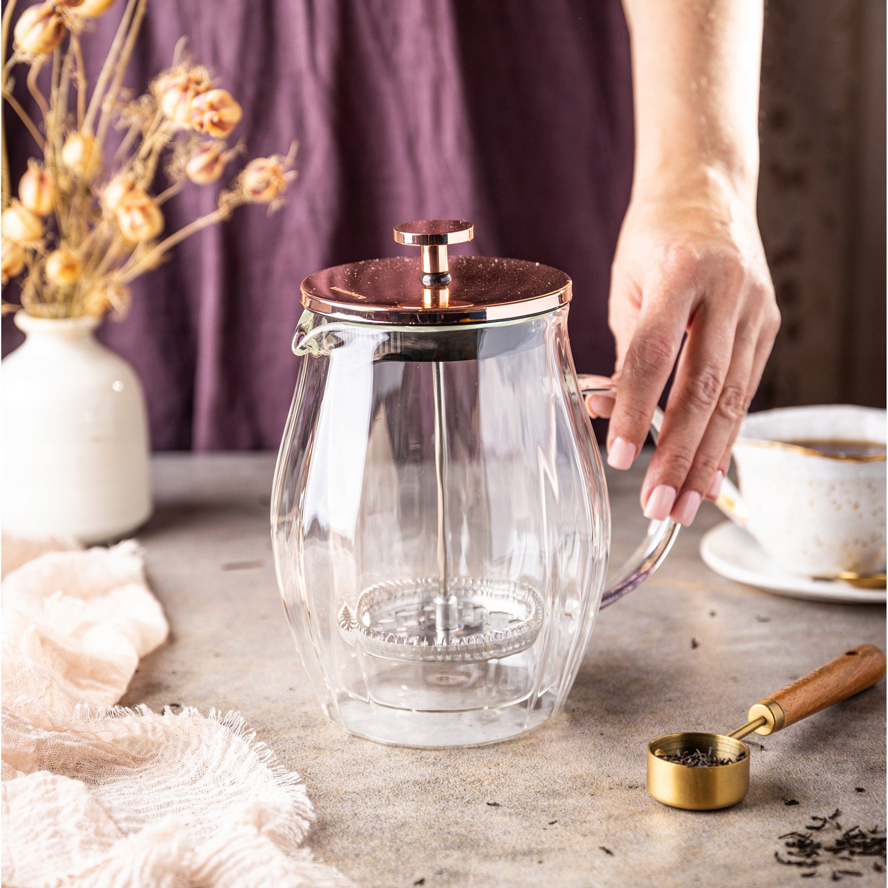 Glass coffee tea infuser 600ml jug ROSE GOLD KLAUSBERG 7722 Manufacturer code KB-7722
